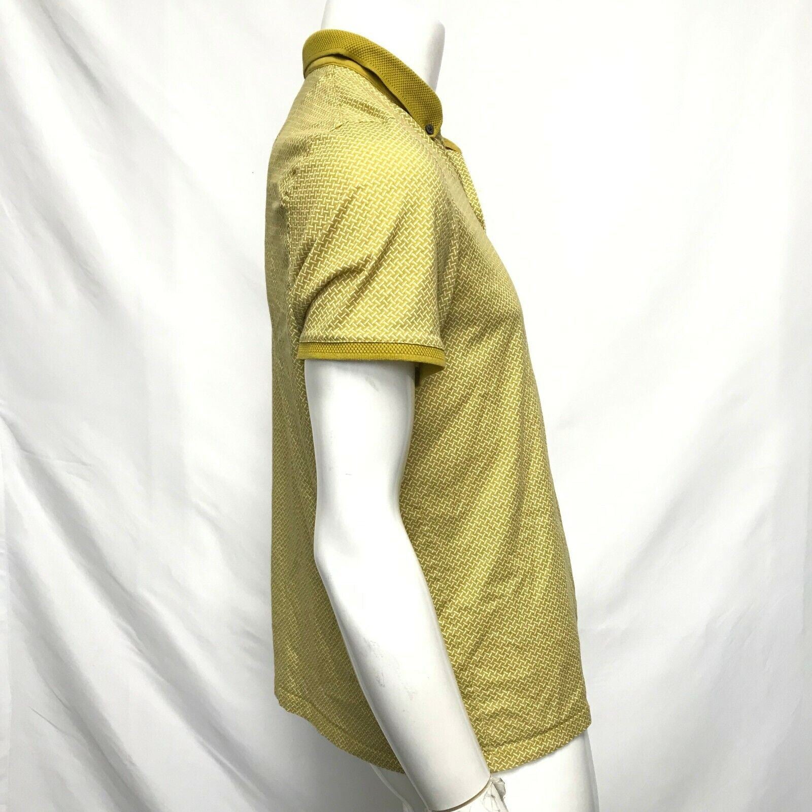 Ted Baker Men's Fliyte Cotton Polo Shirt Yellow Green Geo Print Sz M