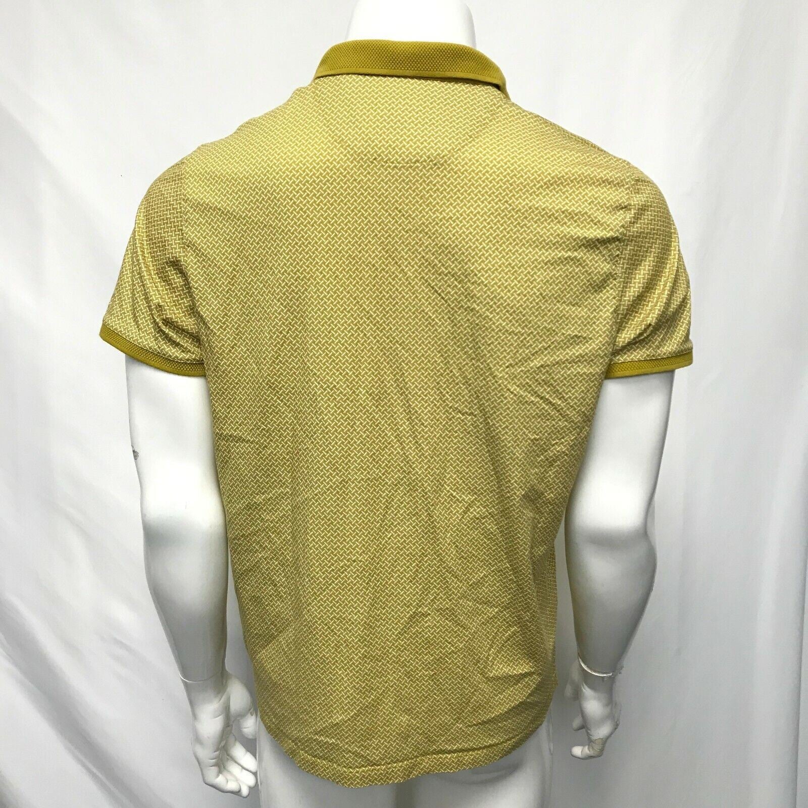 Ted Baker Men's Fliyte Cotton Polo Shirt Yellow Green Geo Print Sz M