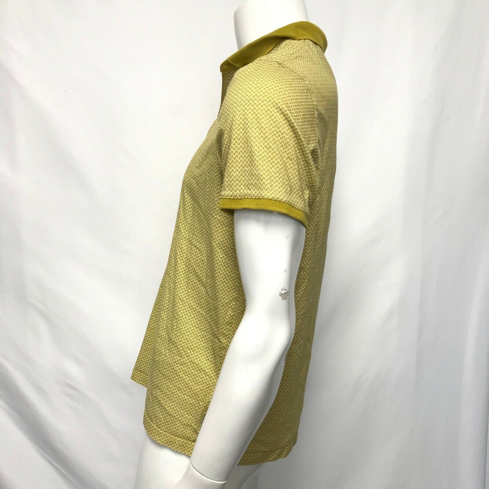 Ted Baker Men's Fliyte Cotton Polo Shirt Yellow Green Geo Print Sz M