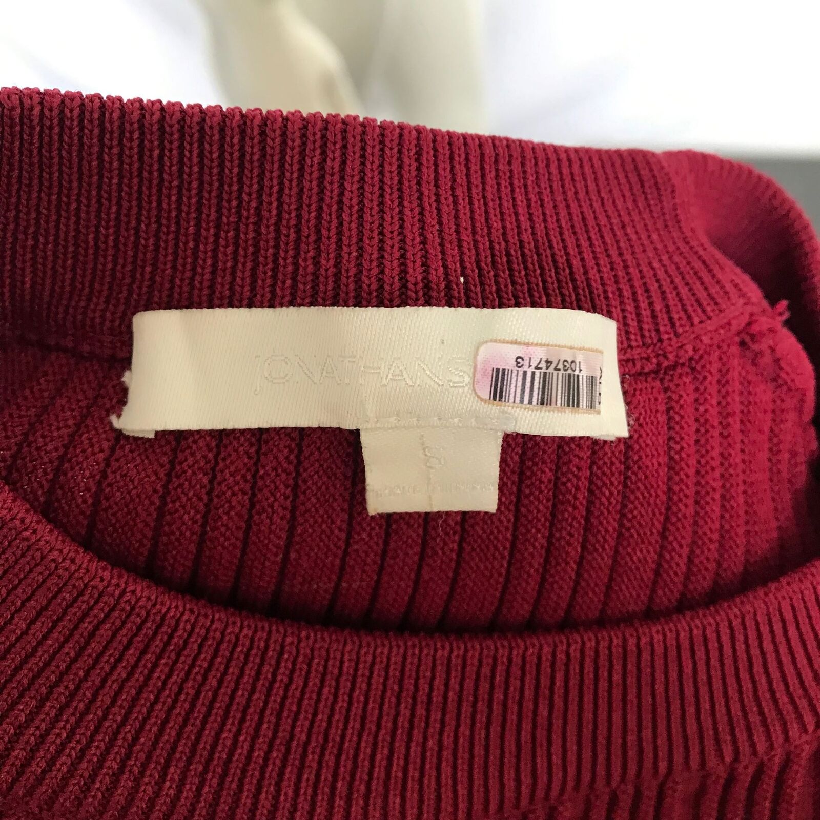 Jonathan Simkhai Bell Sleeve Peplum Top Cabernet Ribbed Knit Sz S