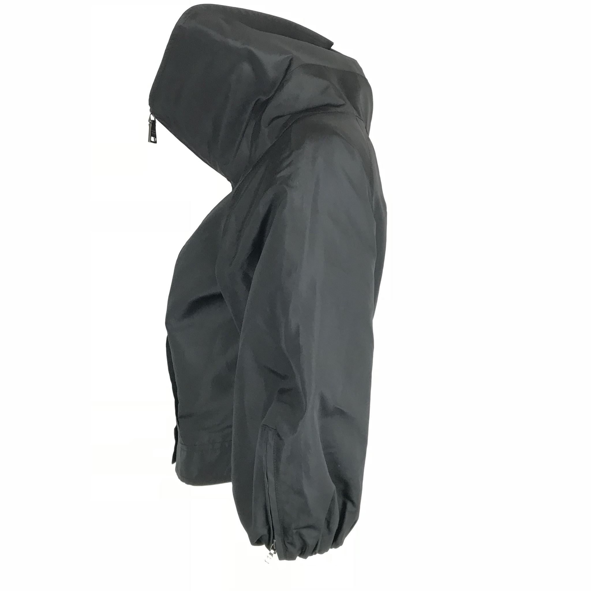 Prada Women's Cropped Light Jacket Cowl Collar Silk Black Size IT42 (US4-6)