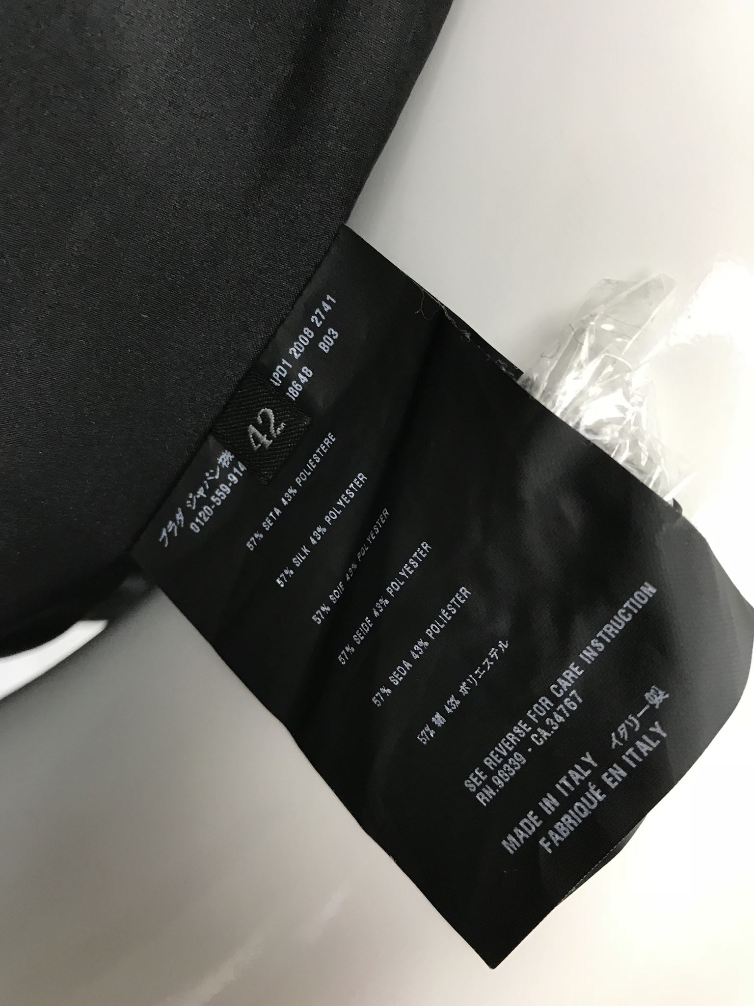 Prada Women's Cropped Light Jacket Cowl Collar Silk Black Size IT42 (US4-6)