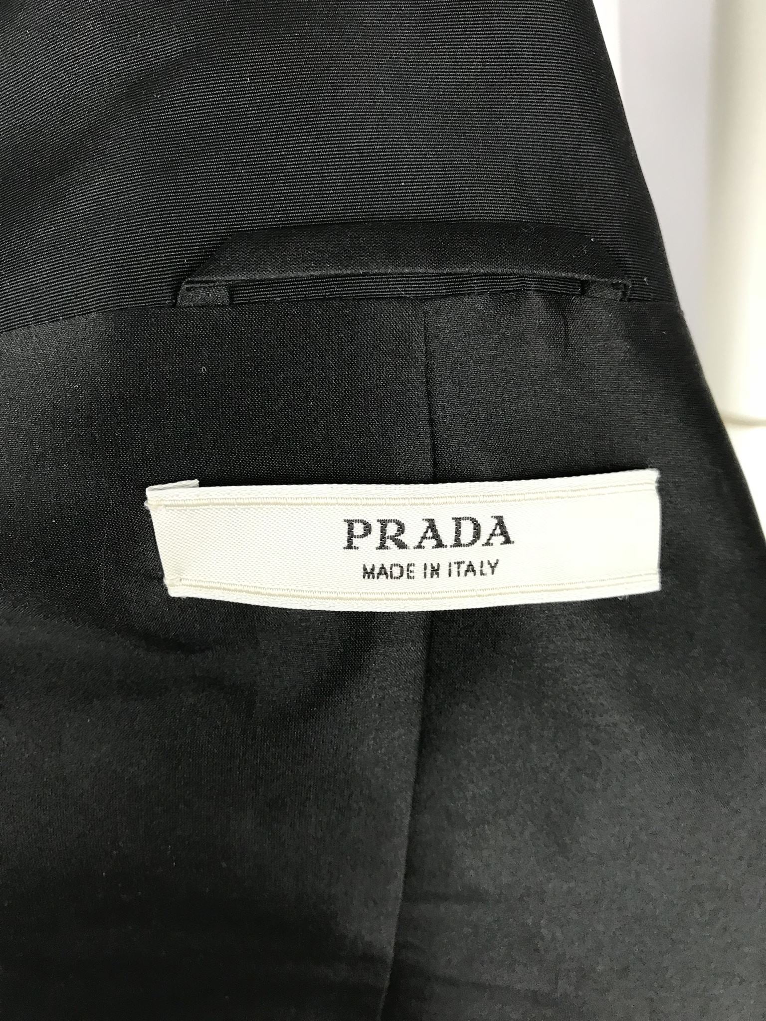 Prada Women's Cropped Light Jacket Cowl Collar Silk Black Size IT42 (US4-6)