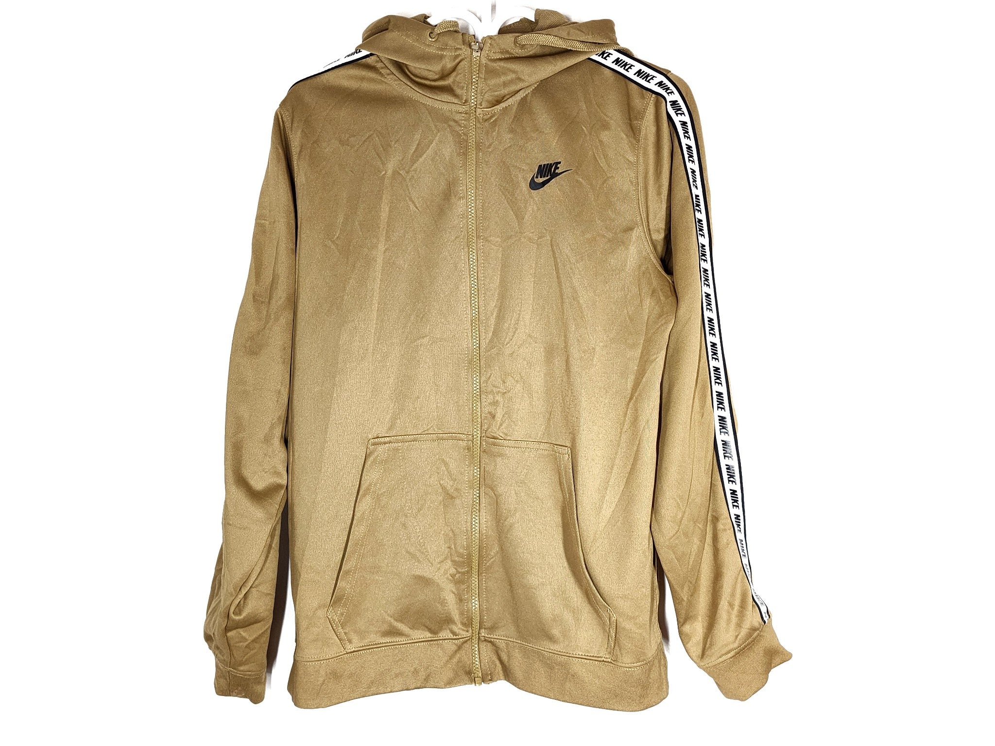 Nike Men's Repeat Full-Zip Taped Track Jacket Hoodie AR4911-243 Khaki Sz S