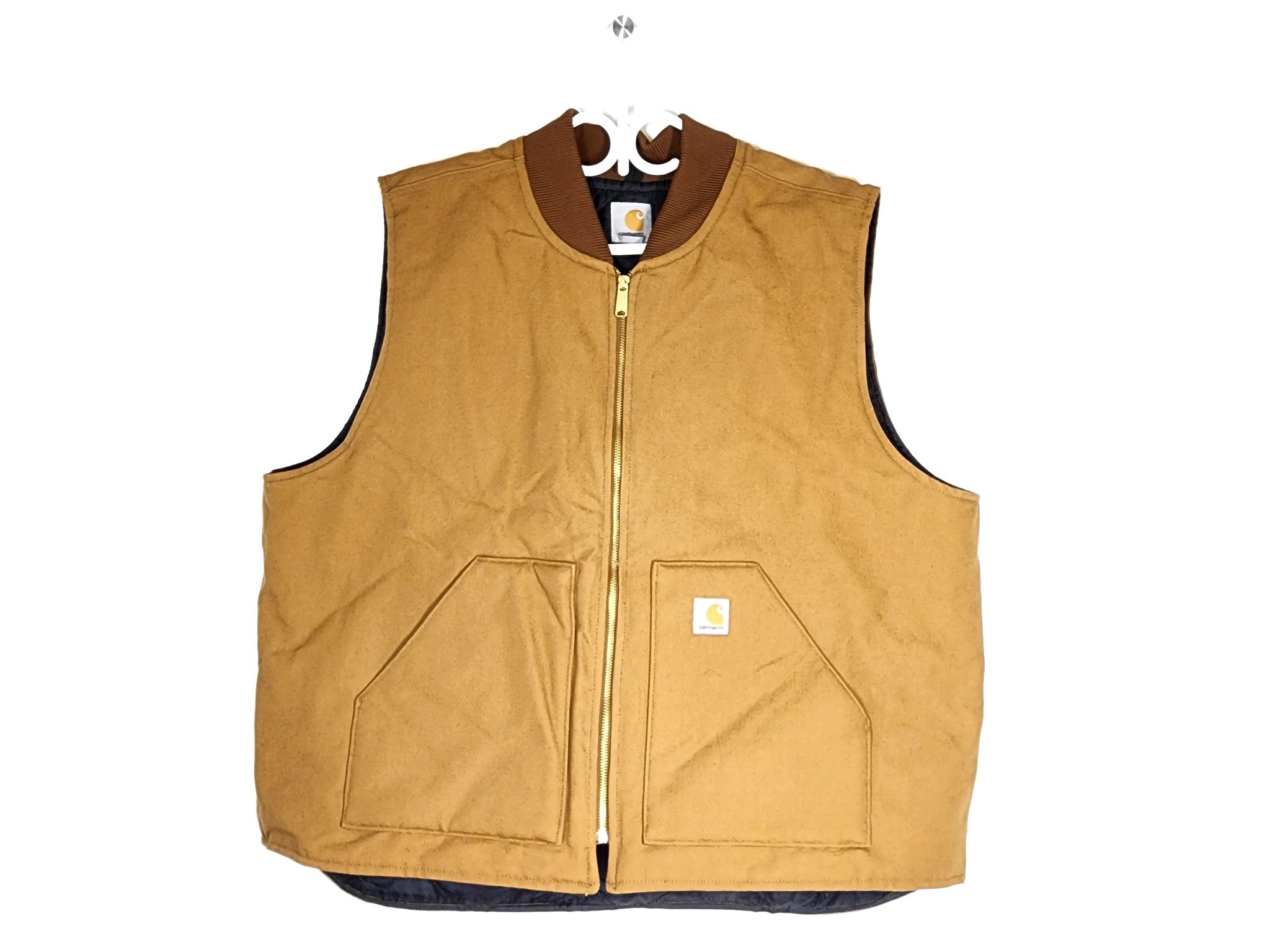 Carhartt Men's Relaxed Fit Firm Duck Insulated Rib Collar Vest Brown Sz 2XL XXL