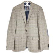 McNeal Men's Beige Check Wool Academy Blazer with Elbow Patches Sz 42L