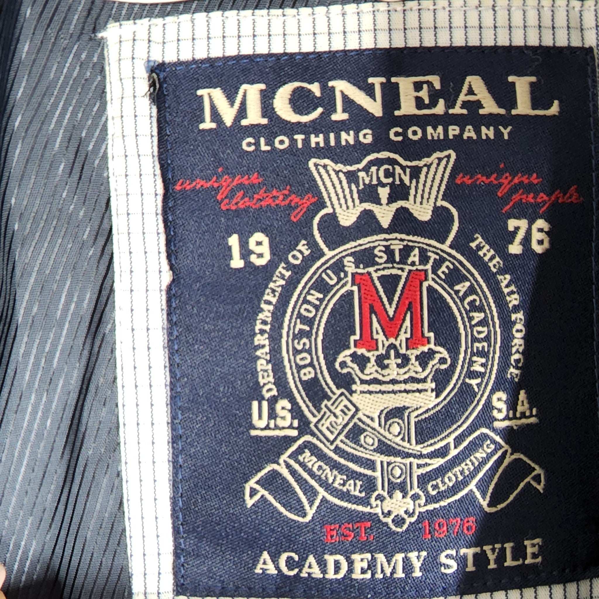 McNeal Men's Beige Check Wool Academy Blazer with Elbow Patches Sz 42L