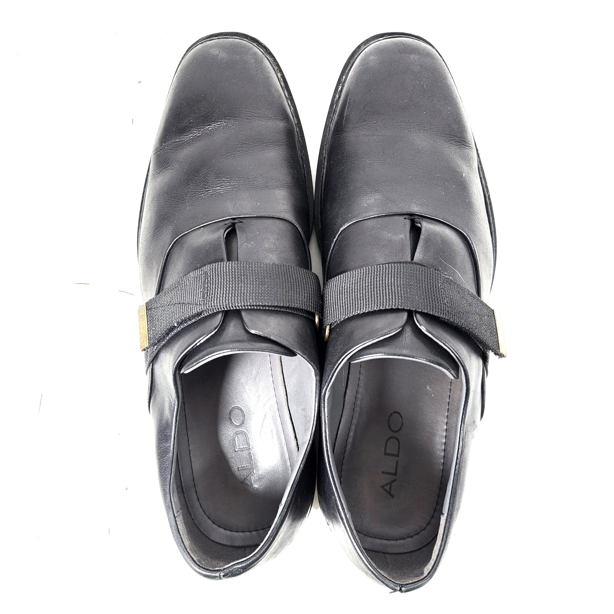 Aldo Men's Dress Shoes Monk Strap Black Leather US Size 10.5