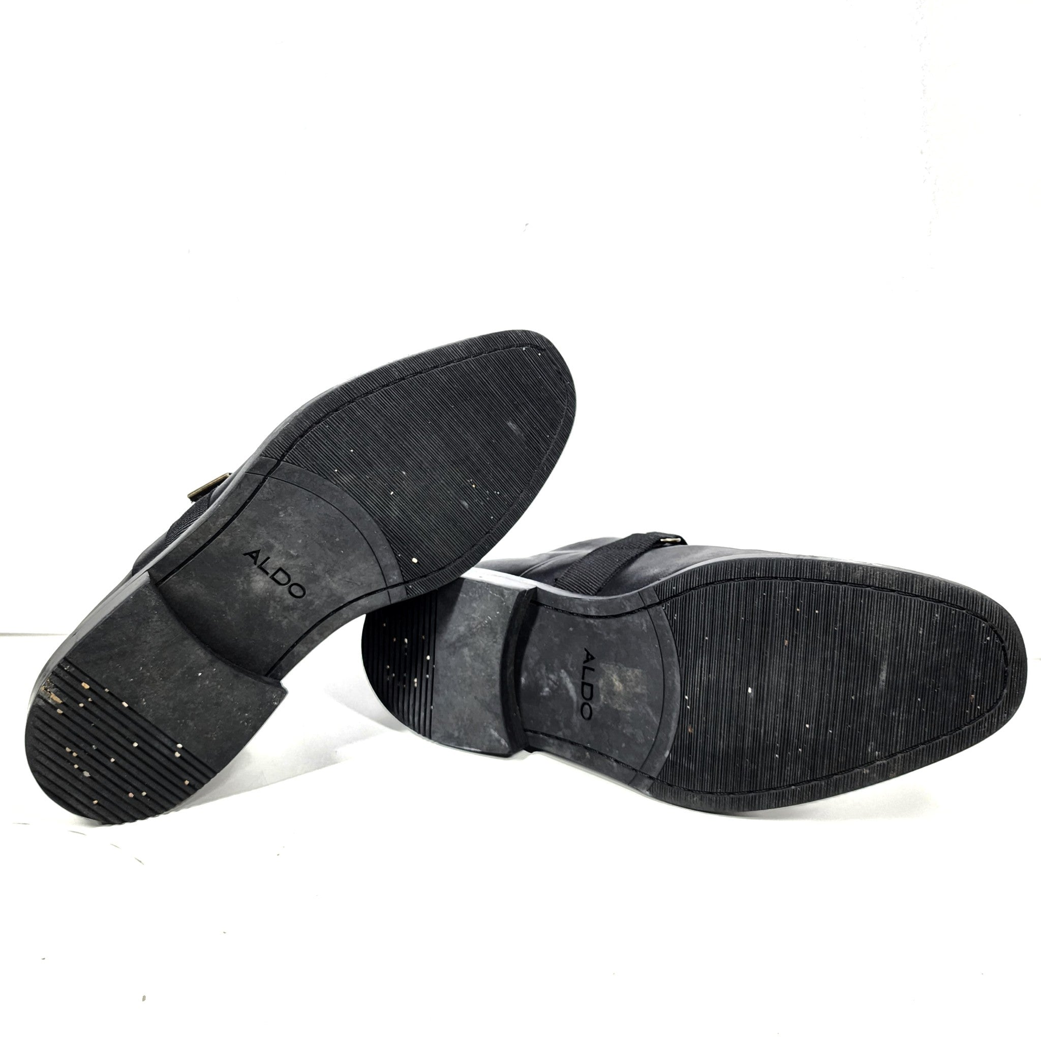 Aldo Men's Dress Shoes Monk Strap Black Leather US Size 10.5