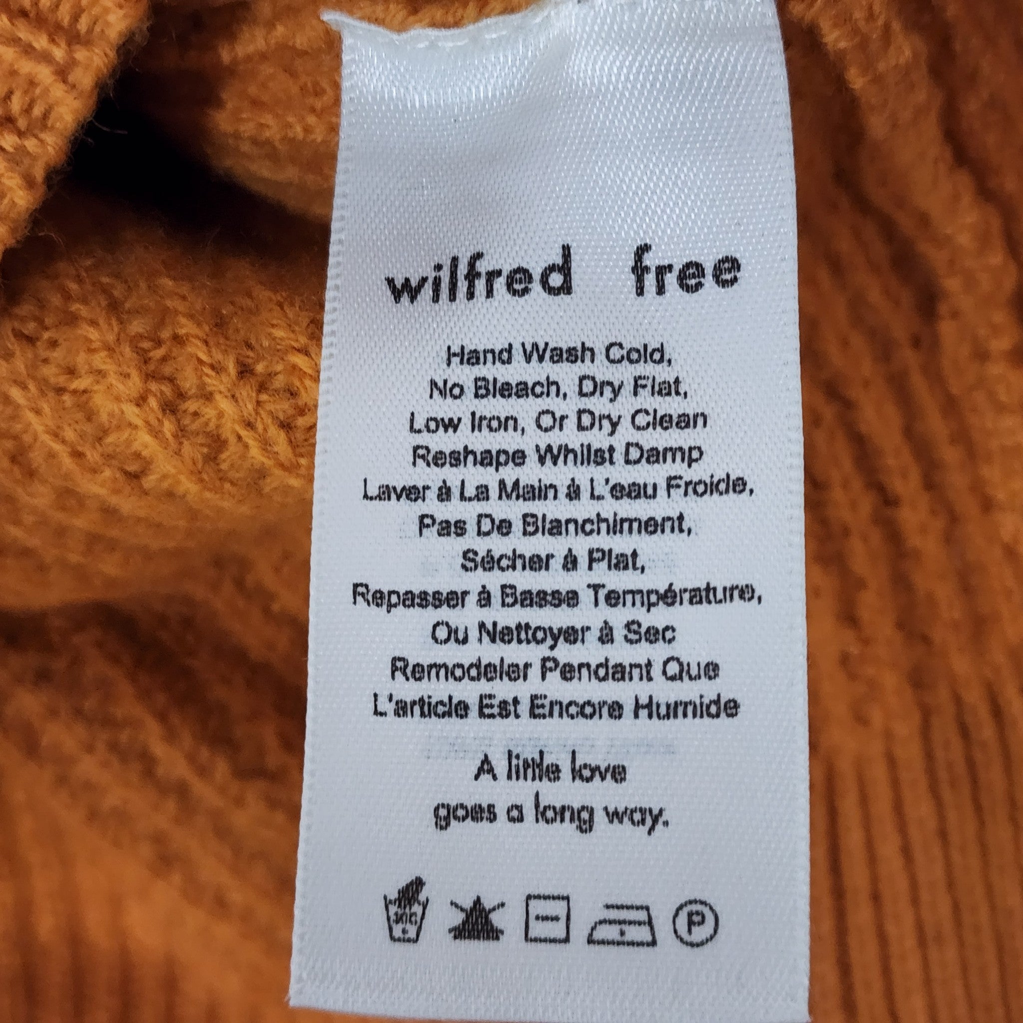 Wilfred Free Women's Isabelli Merino Sweater Waffle-Knit Crew Neck Orange Sz XS