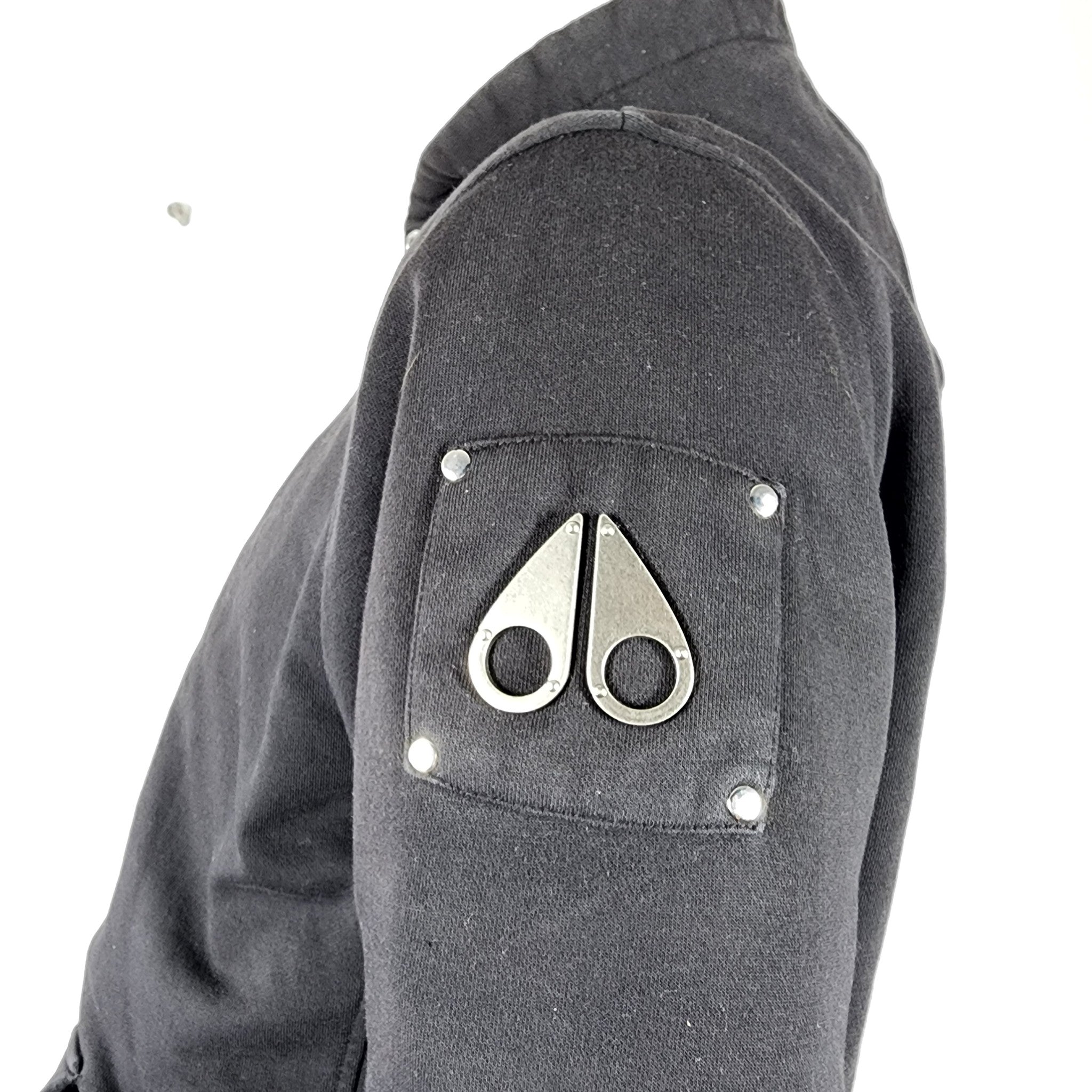 Moose Knuckles Men's Classic Bunny Zip Hoodie Jacket Black Missing Fur Liner L