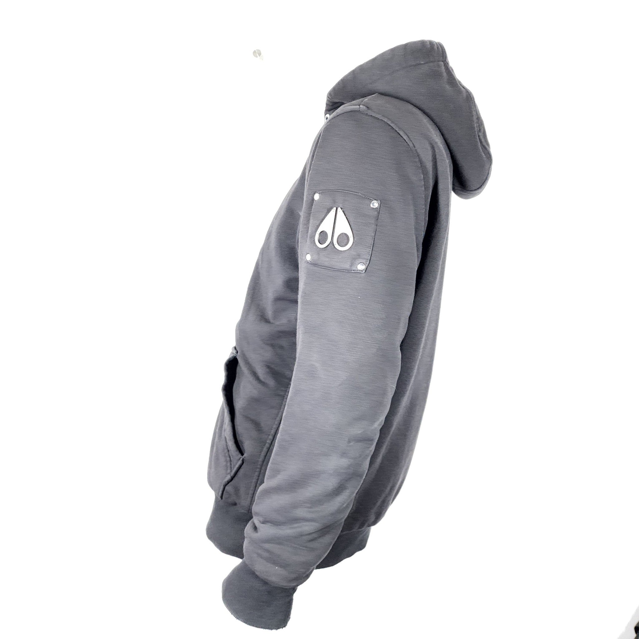 Moose Knuckles Men's Classic Bunny Zip Hoodie Jacket Black Missing Fur Liner L