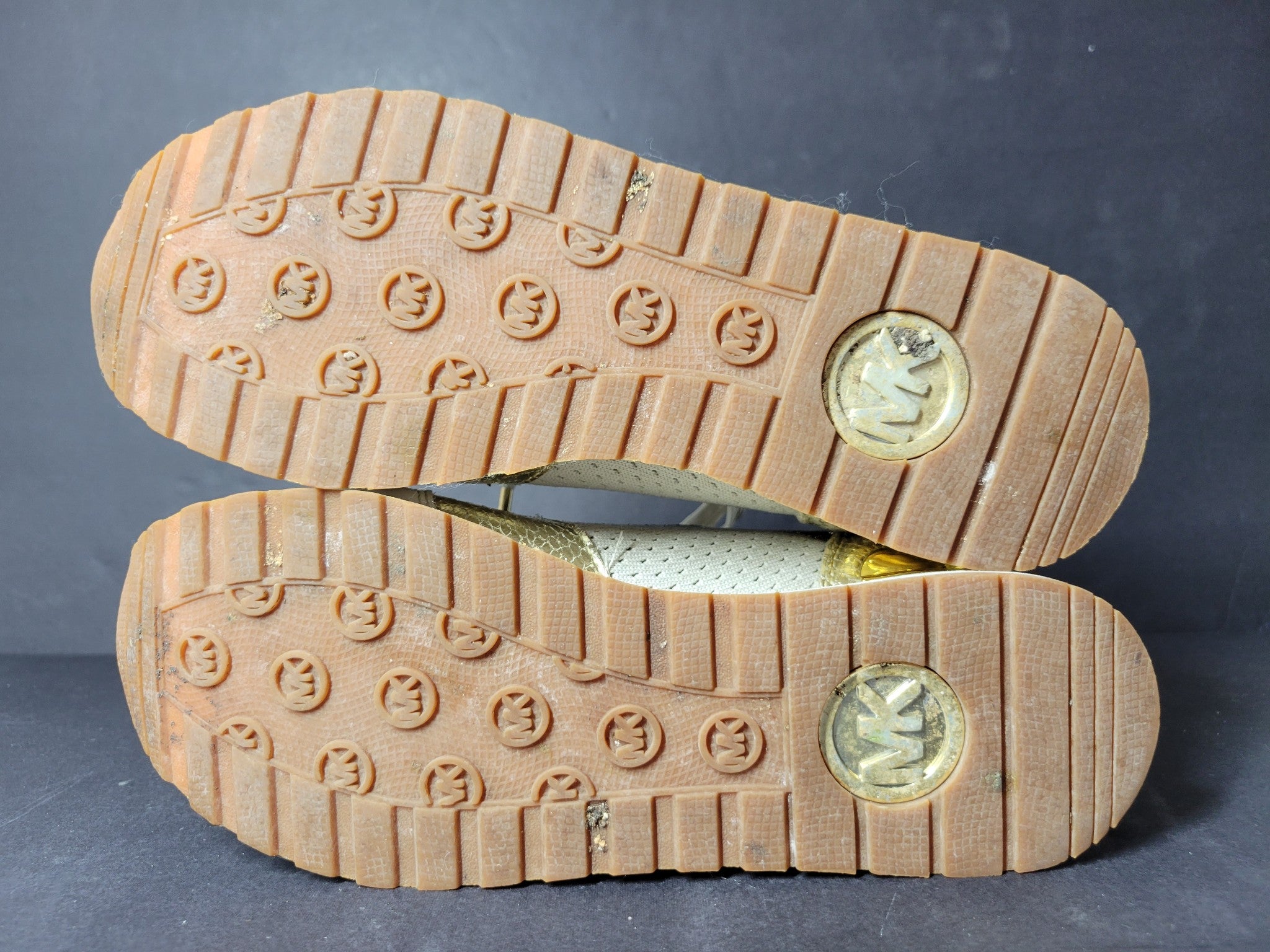 Michael Kors Women's Billie Trainer Knit Fabric Sneakers Shoes Gold Sz 6