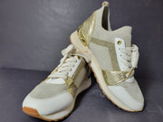 Michael Kors Women's Billie Trainer Knit Fabric Sneakers Shoes Gold Sz 6