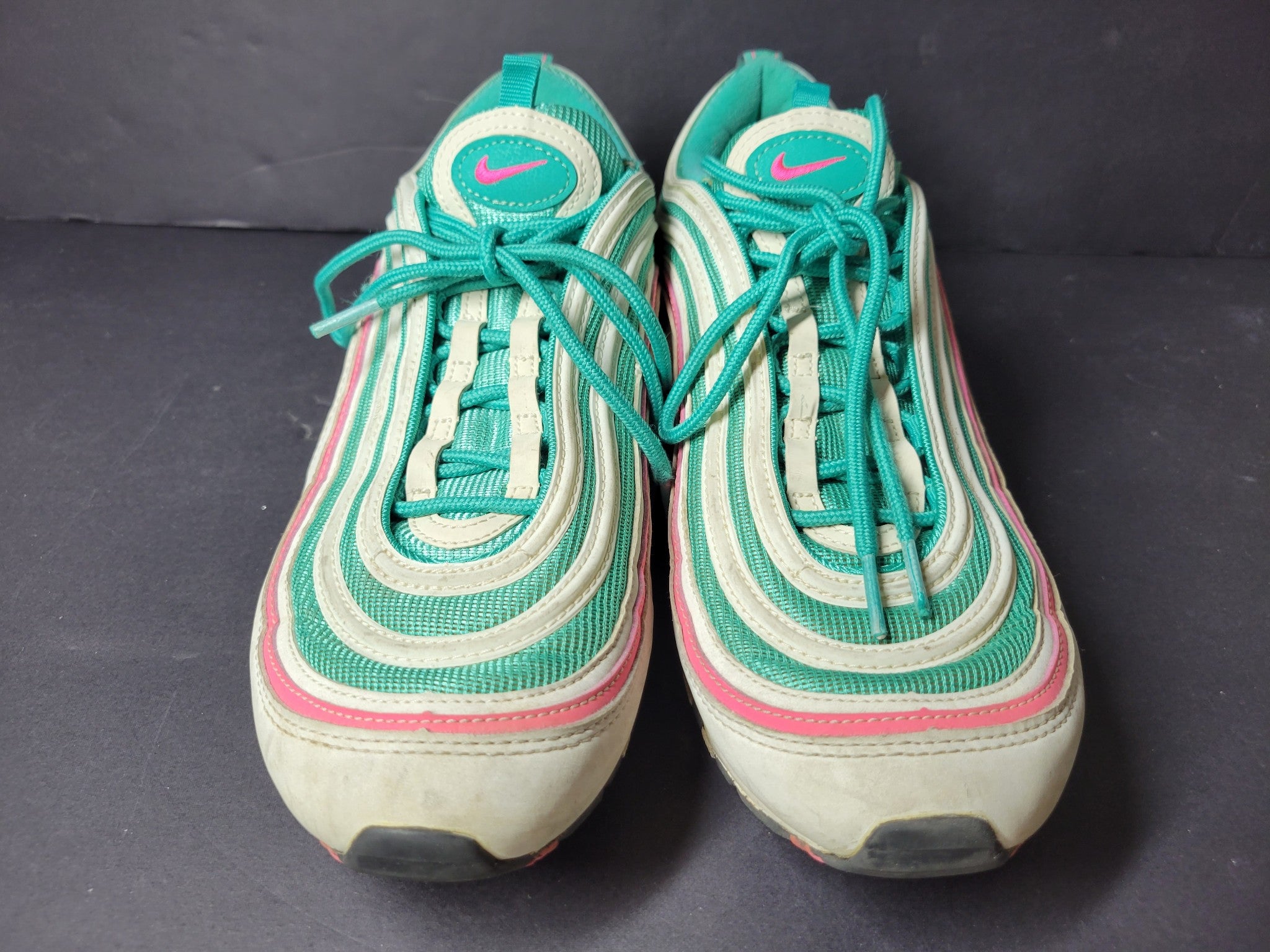 Nike Air MAX 97 'South Beach' Shoes 921522-101 Sneakers White Green Pink Sz 10.5