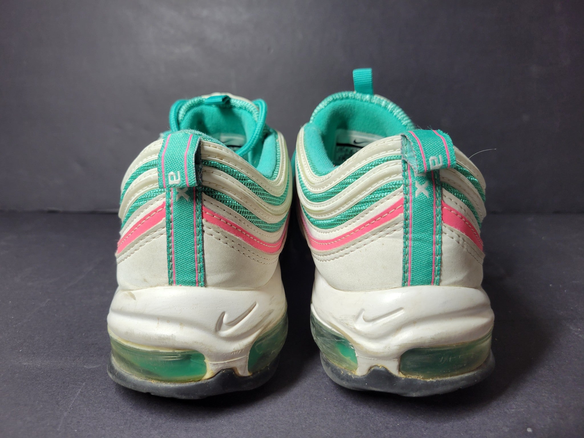 Nike Air MAX 97 'South Beach' Shoes 921522-101 Sneakers White Green Pink Sz 10.5