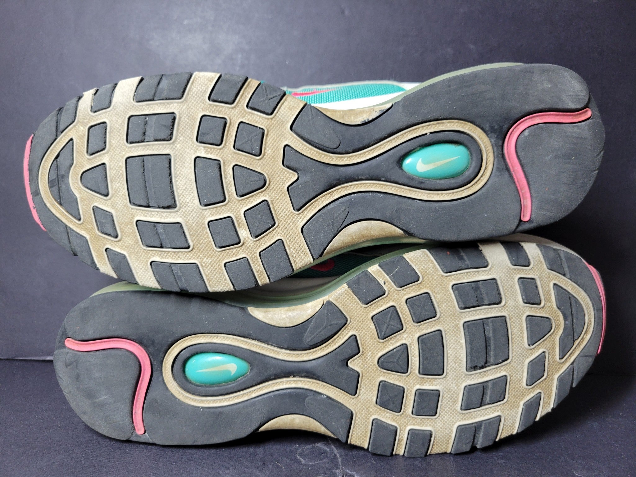 Nike Air MAX 97 'South Beach' Shoes 921522-101 Sneakers White Green Pink Sz 10.5