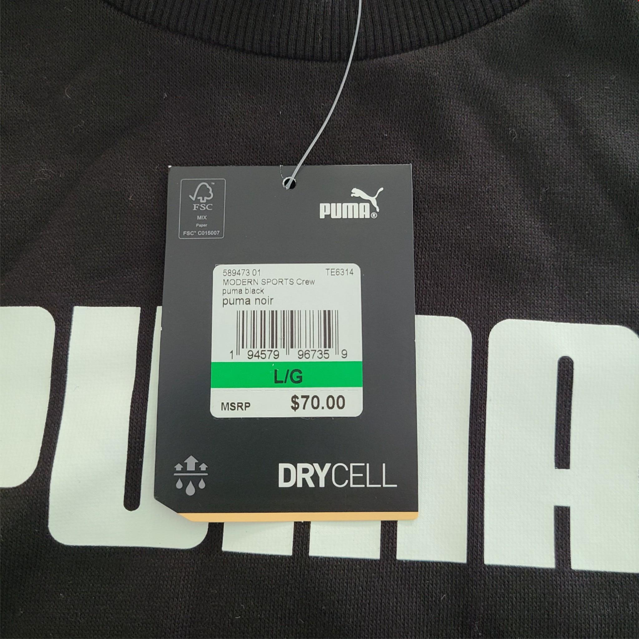 Puma Men's Drycell Crew Neck Sweatshirt Sweater Black Sz L