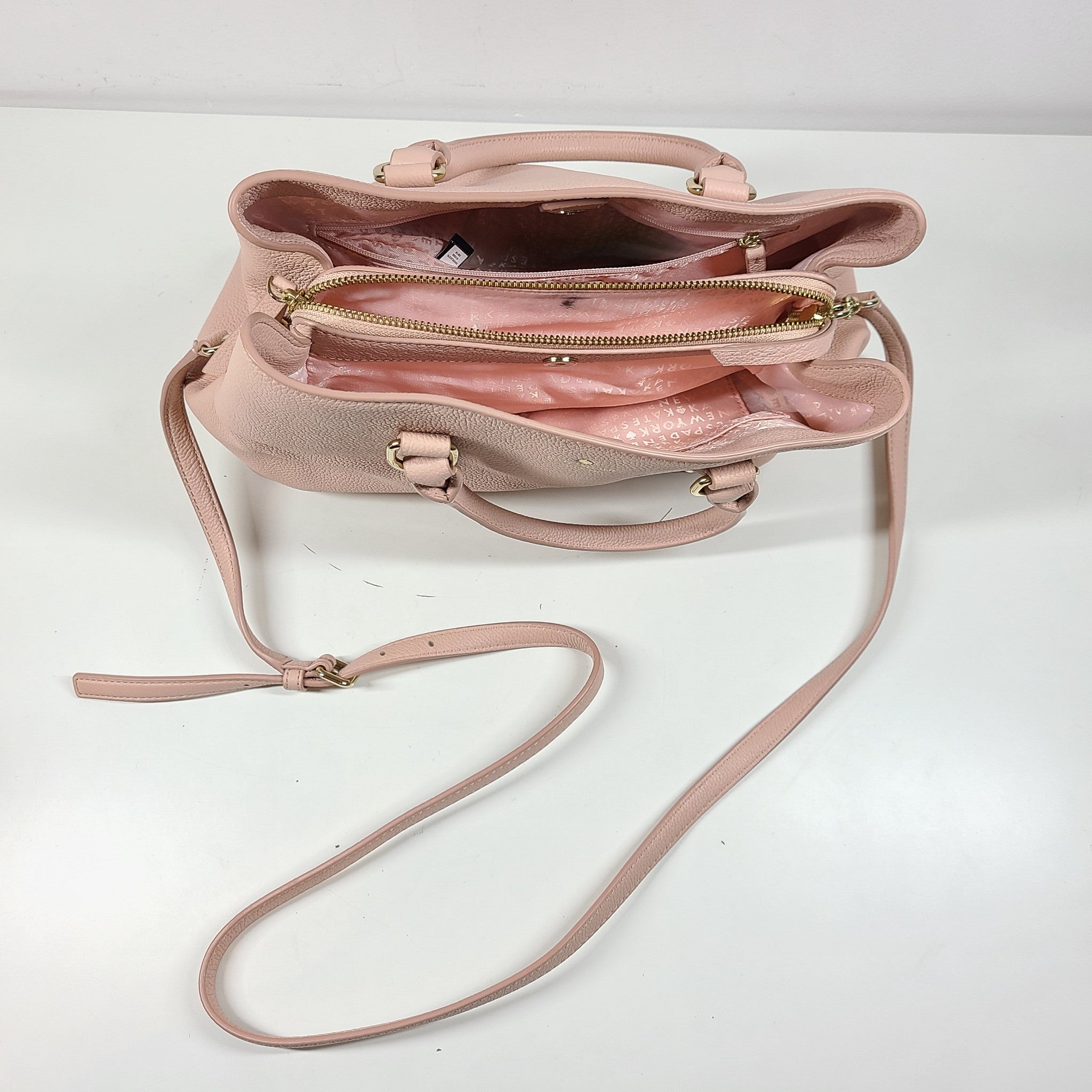 Kate Spade Larchmont Avenue Evangelie Pink Warm Vellum Leather Satchel WKRU5376