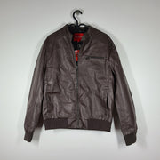 Guess Men's Baron Faux-Leather Moto Jacket Dark Brown Sz M