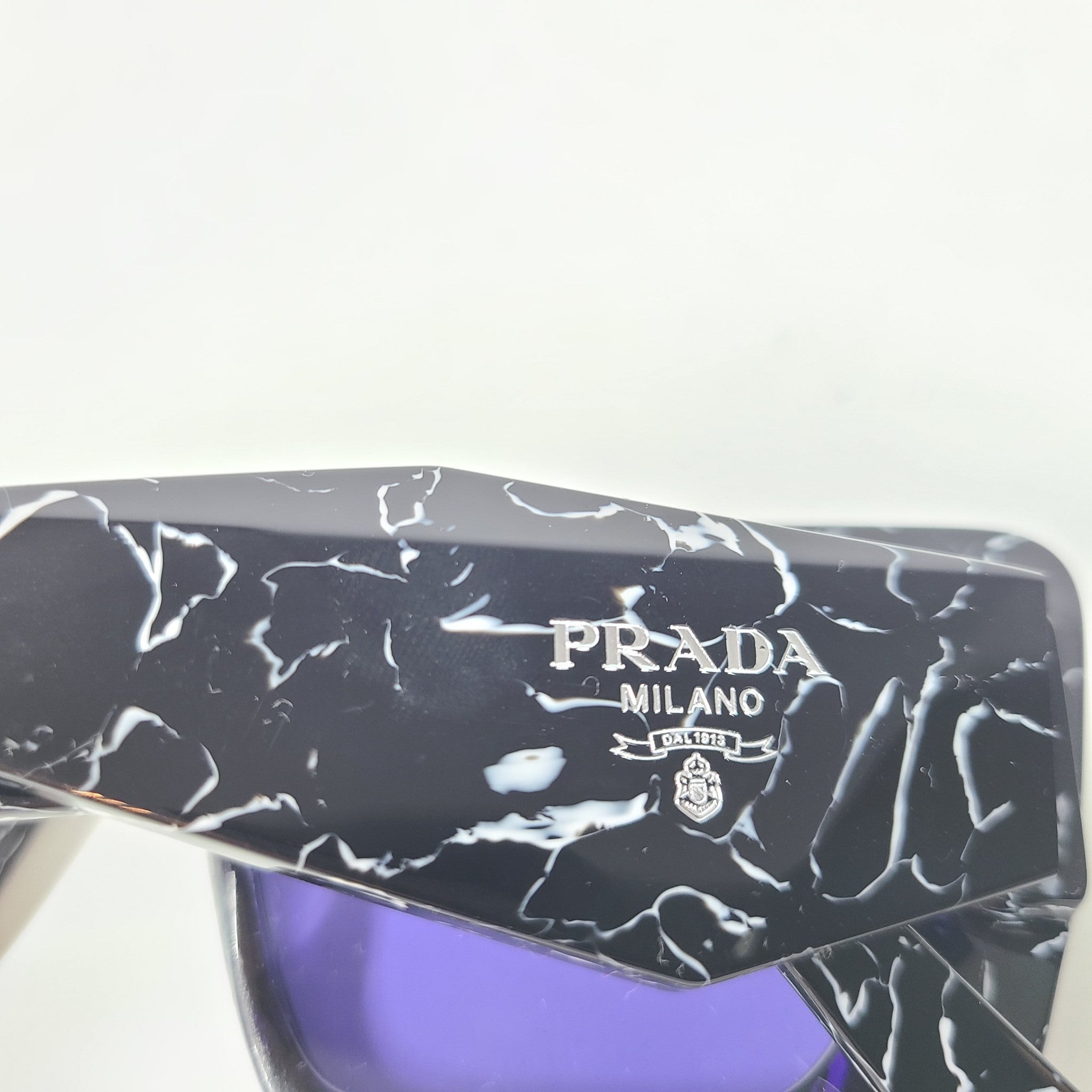 Prada Symbole SPR08Y Butterfly Sunglasses Havana Black/White Violet Lens