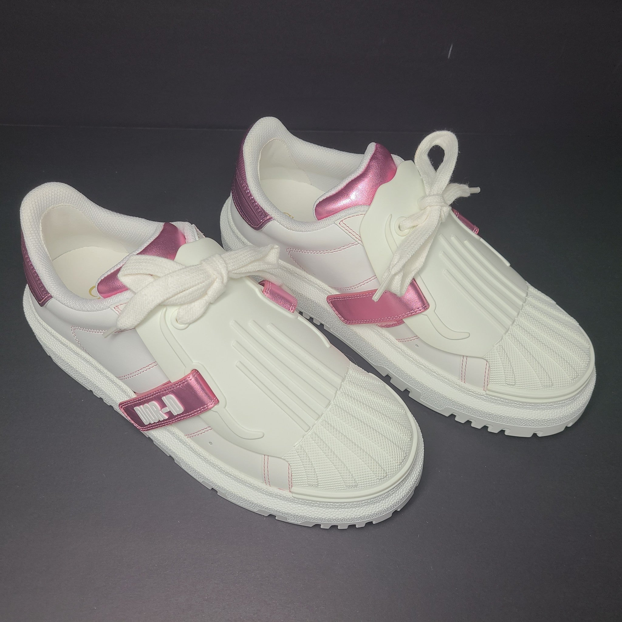 Christian Dior DIOR-ID SNEAKER White / Metallic Pink Calfskin Sz 36.5 US 6.5