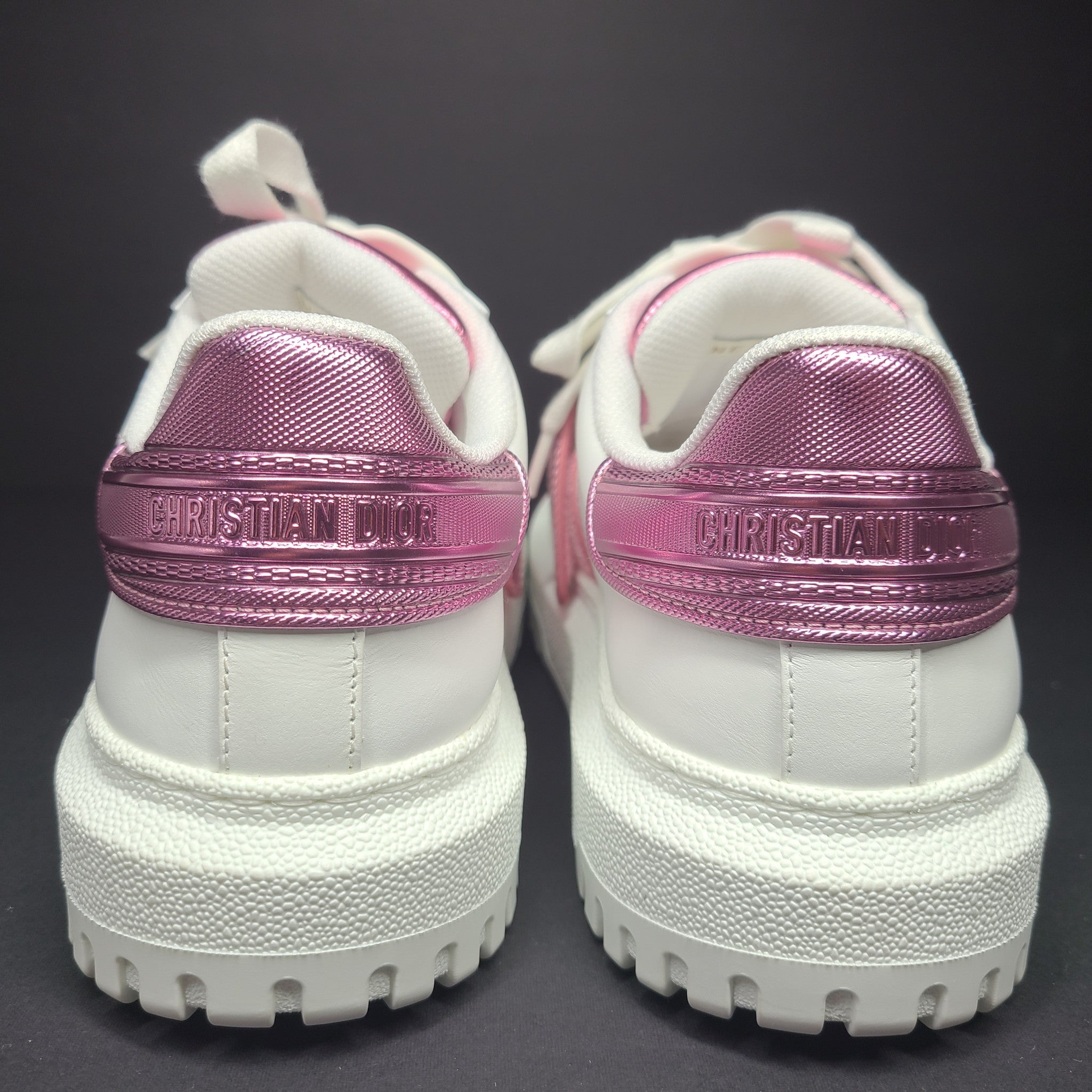 Christian Dior DIOR-ID SNEAKER White / Metallic Pink Calfskin Sz 36.5 US 6.5