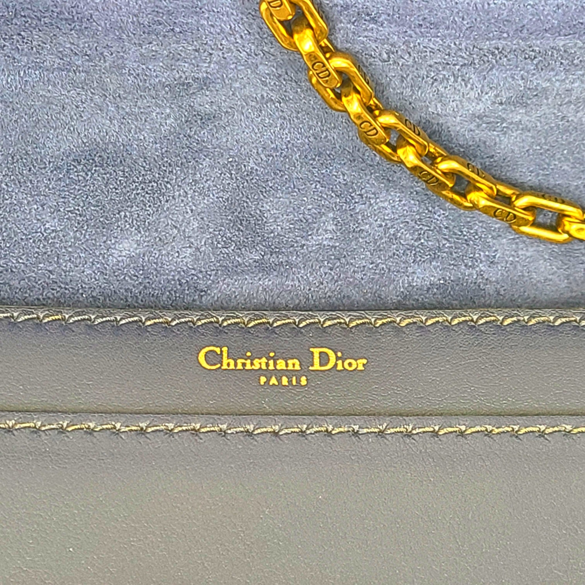 Christian Dior J'Adior Calfskin Chain Flap Bag Navy Blue Gold Hardware
