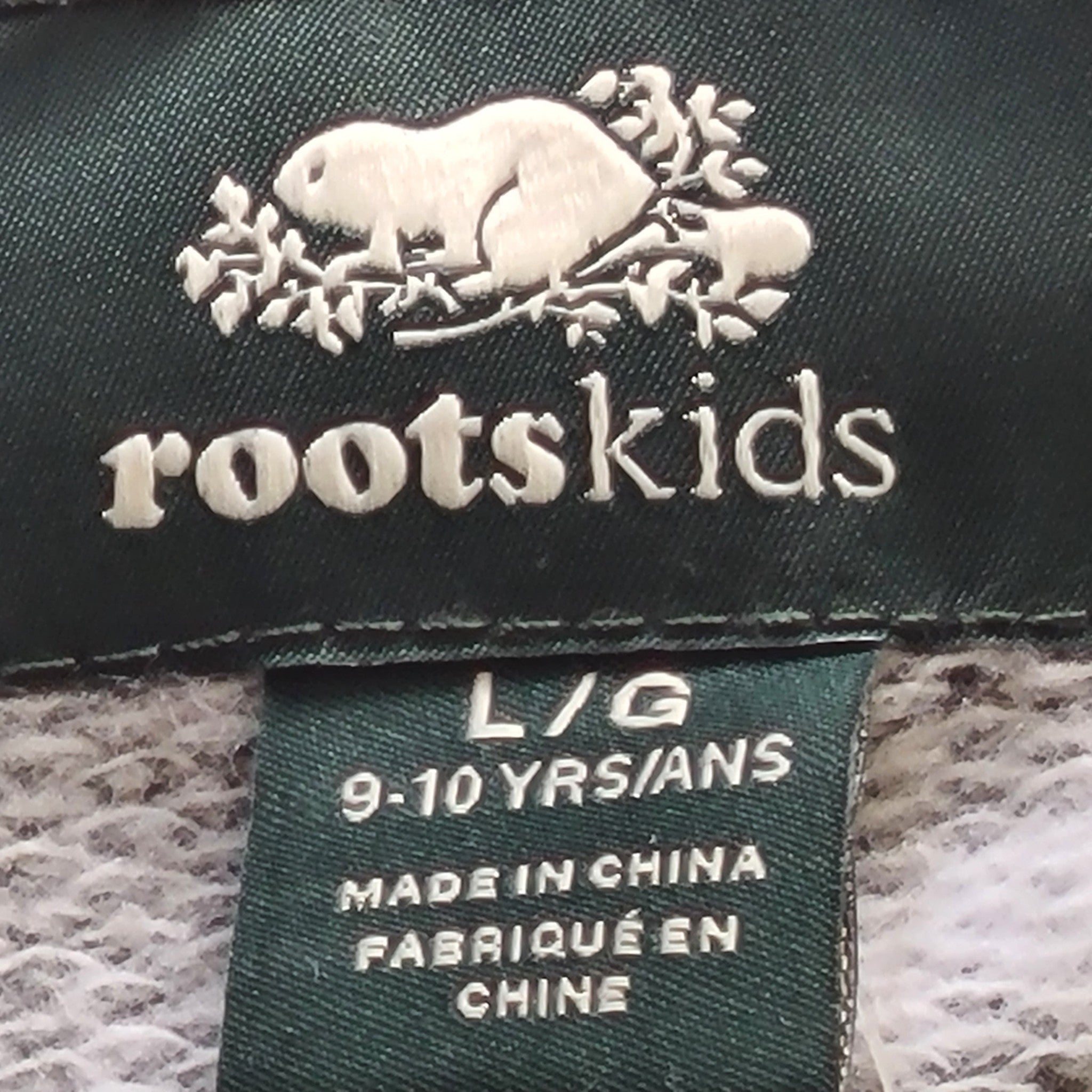 Roots Canada Kids Oversized Varsity Jacket Fleece Relaxed Fit Gray White L NWT