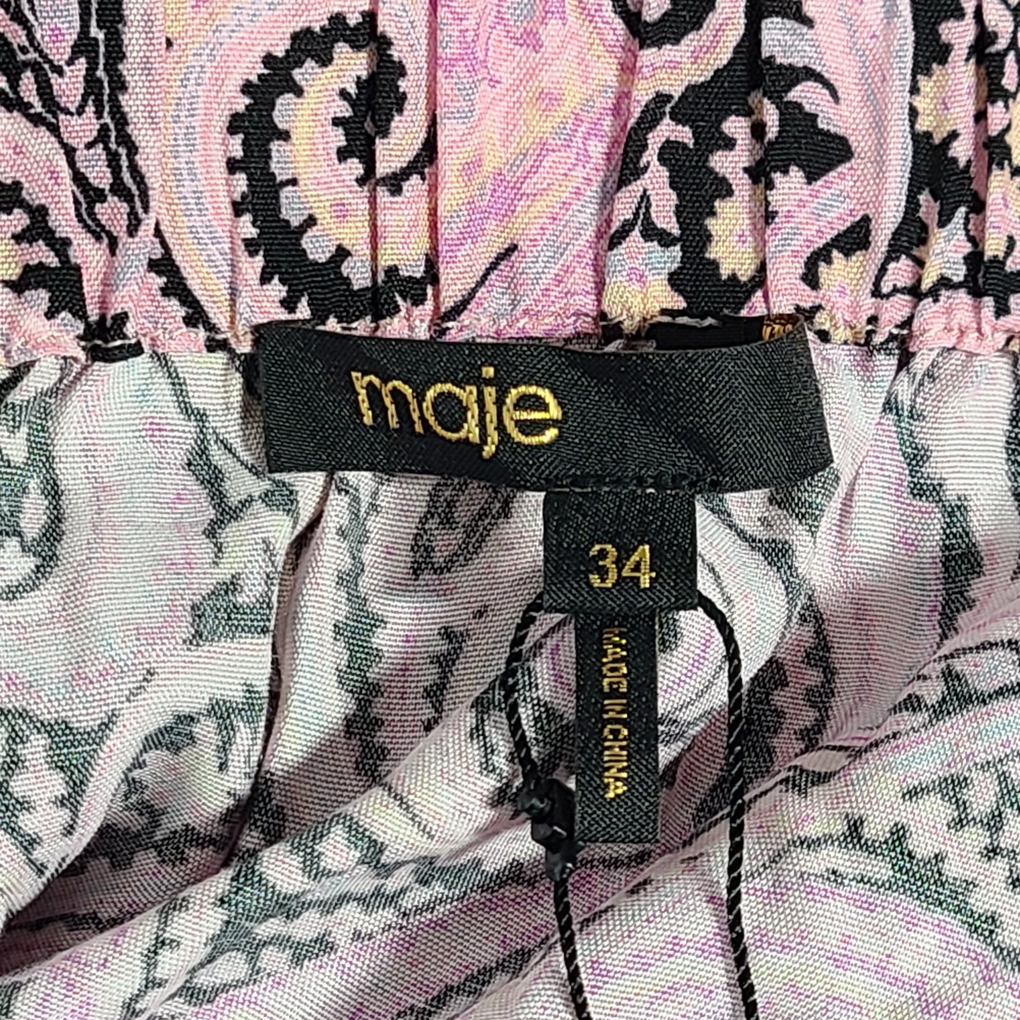 MAJE Apollo Asymmetric Paisley Swirl Midi Skirt Paisley Rose Sz 0