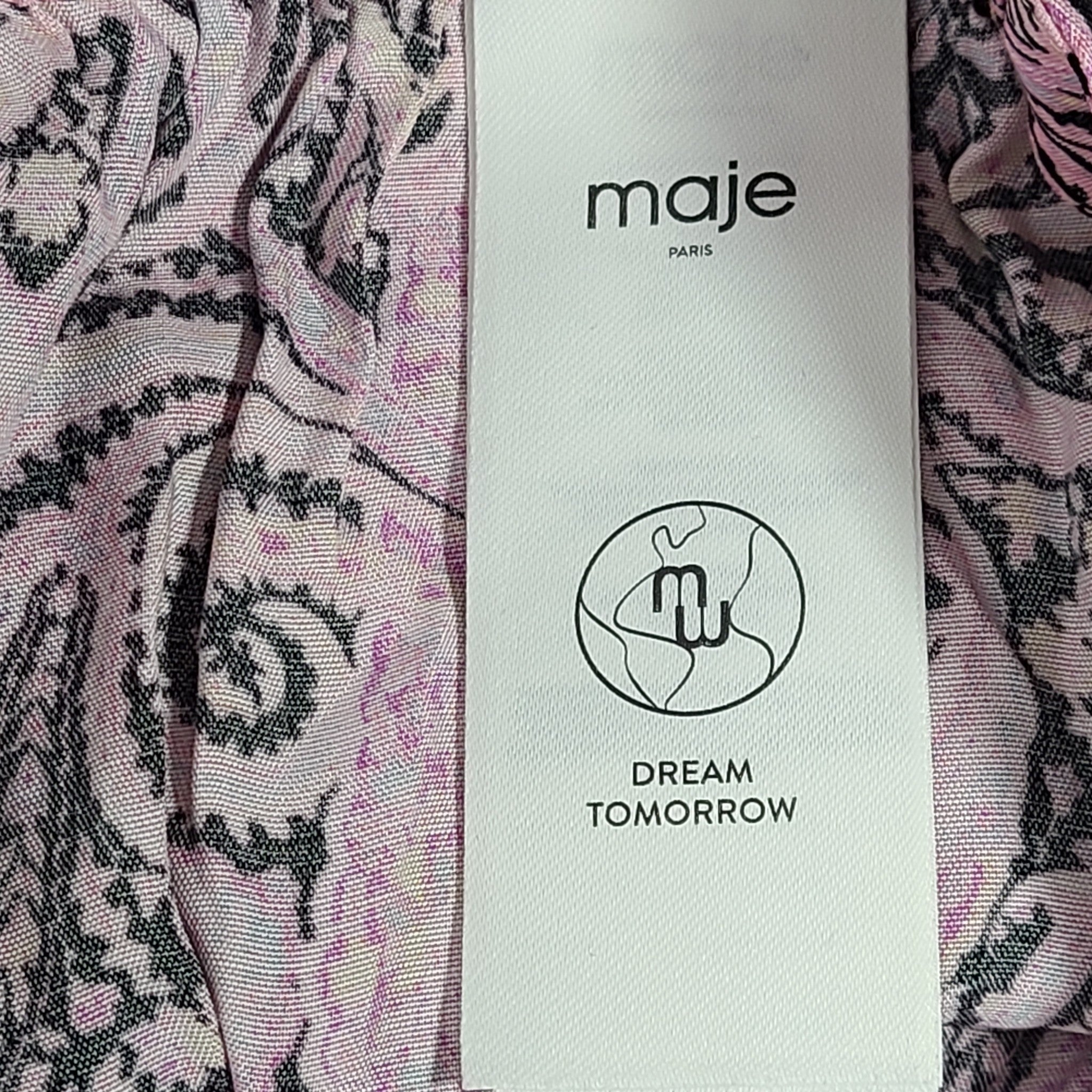 MAJE Apollo Asymmetric Paisley Swirl Midi Skirt Paisley Rose Sz 0