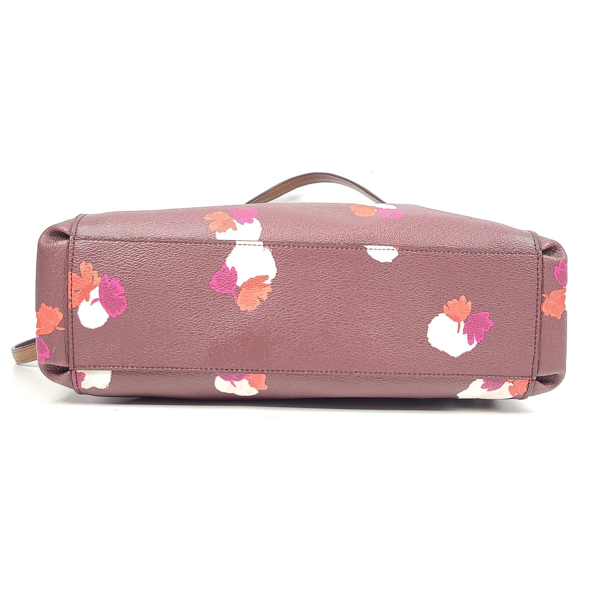 Coach Christie Carryall Burgundy Flower Print Coated Canvas Satchel