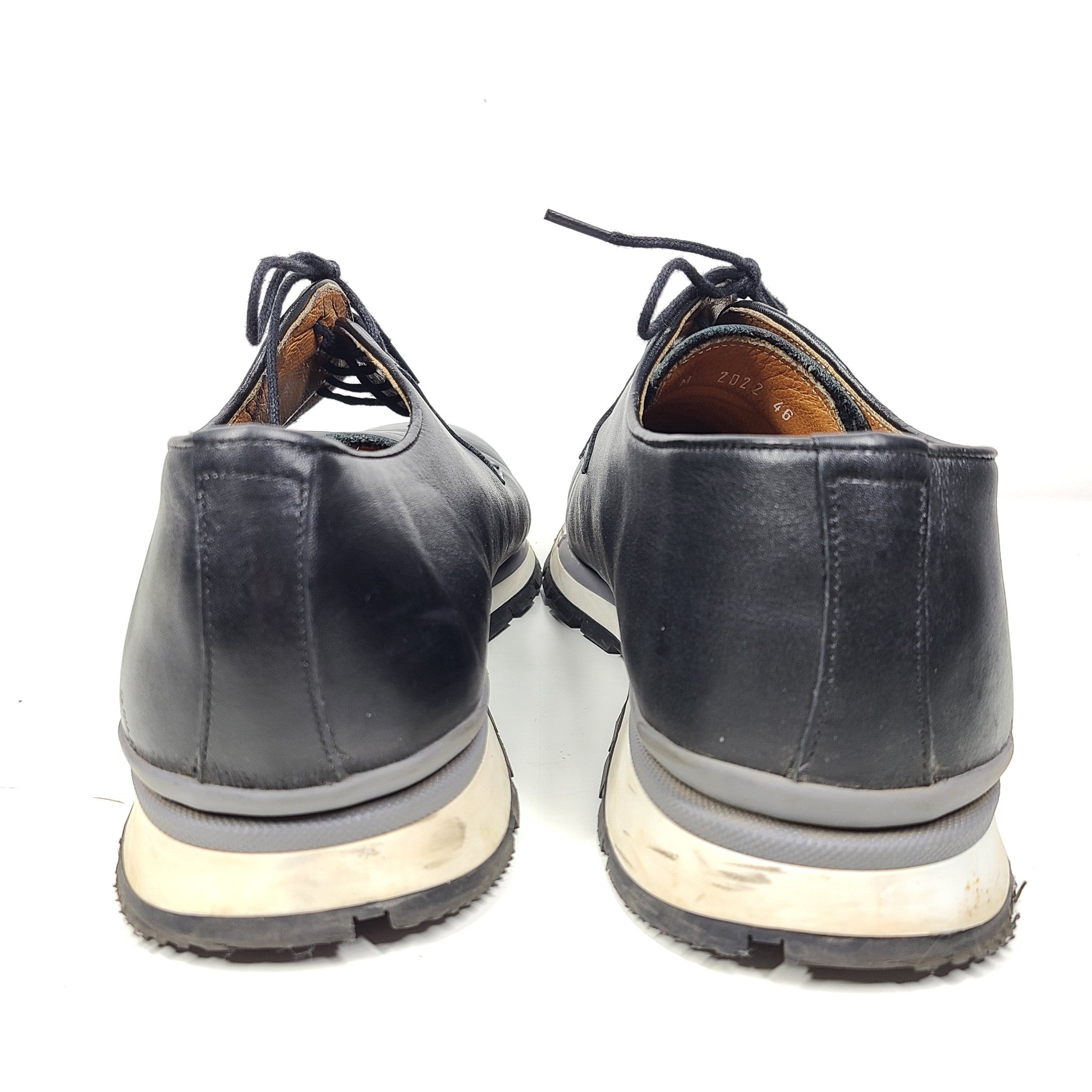 Berluti Men's Fast Track Logo Embossed Leather Sneakers Black Sz 13 IT46