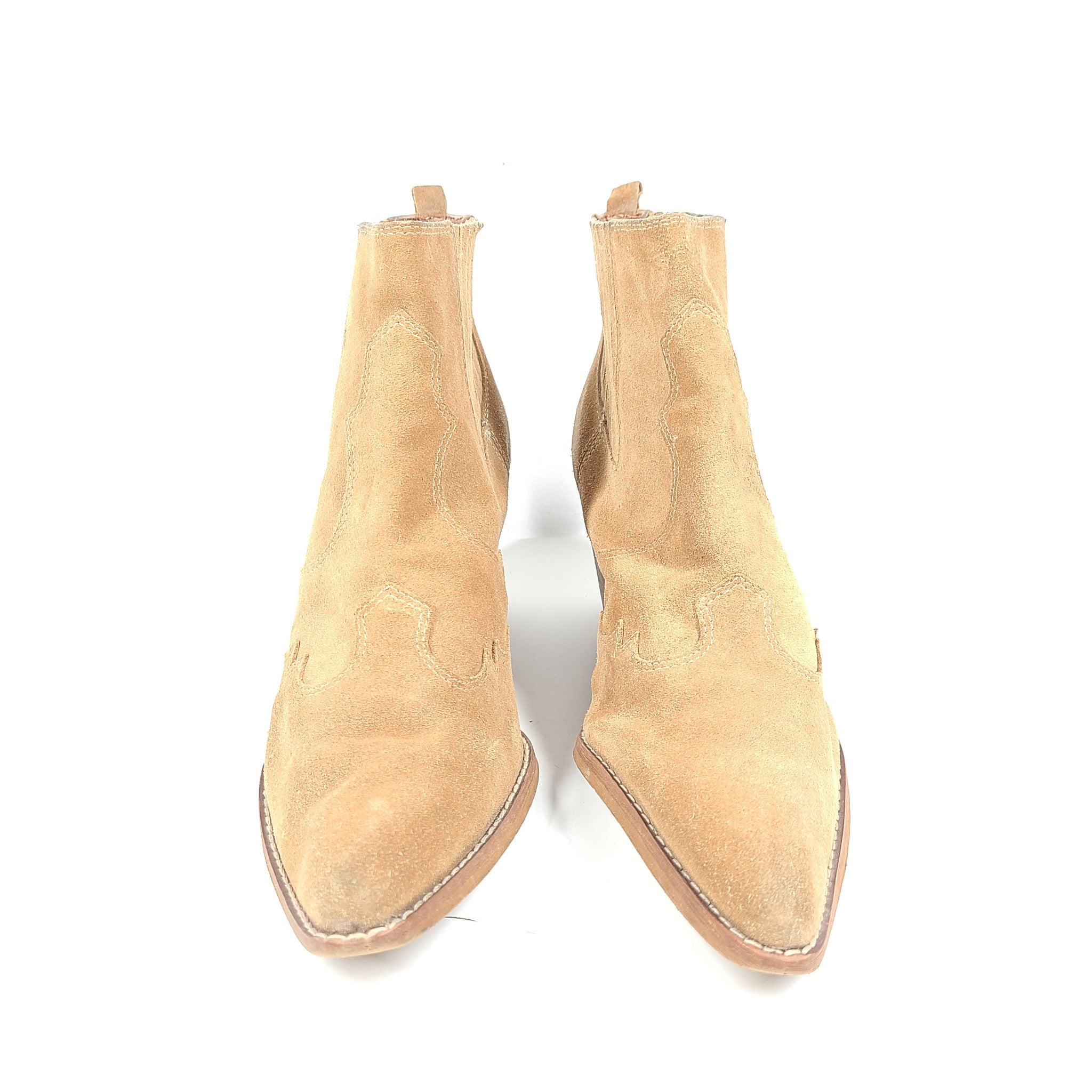 Sam Edelman Women's Winona Western Ankle Boots Suede Natural Brown US 9.5