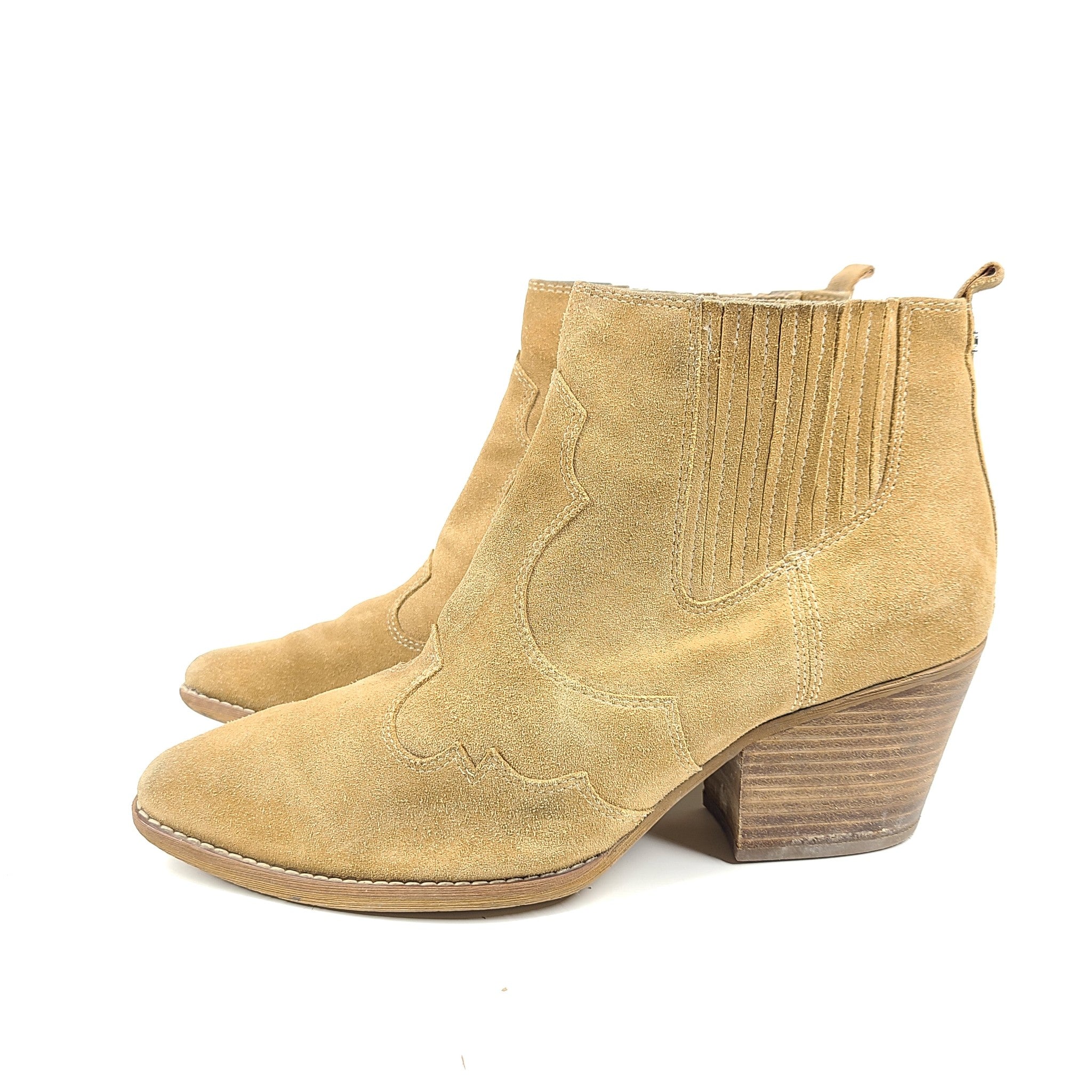 Sam Edelman Women's Winona Western Ankle Boots Suede Natural Brown US 9.5