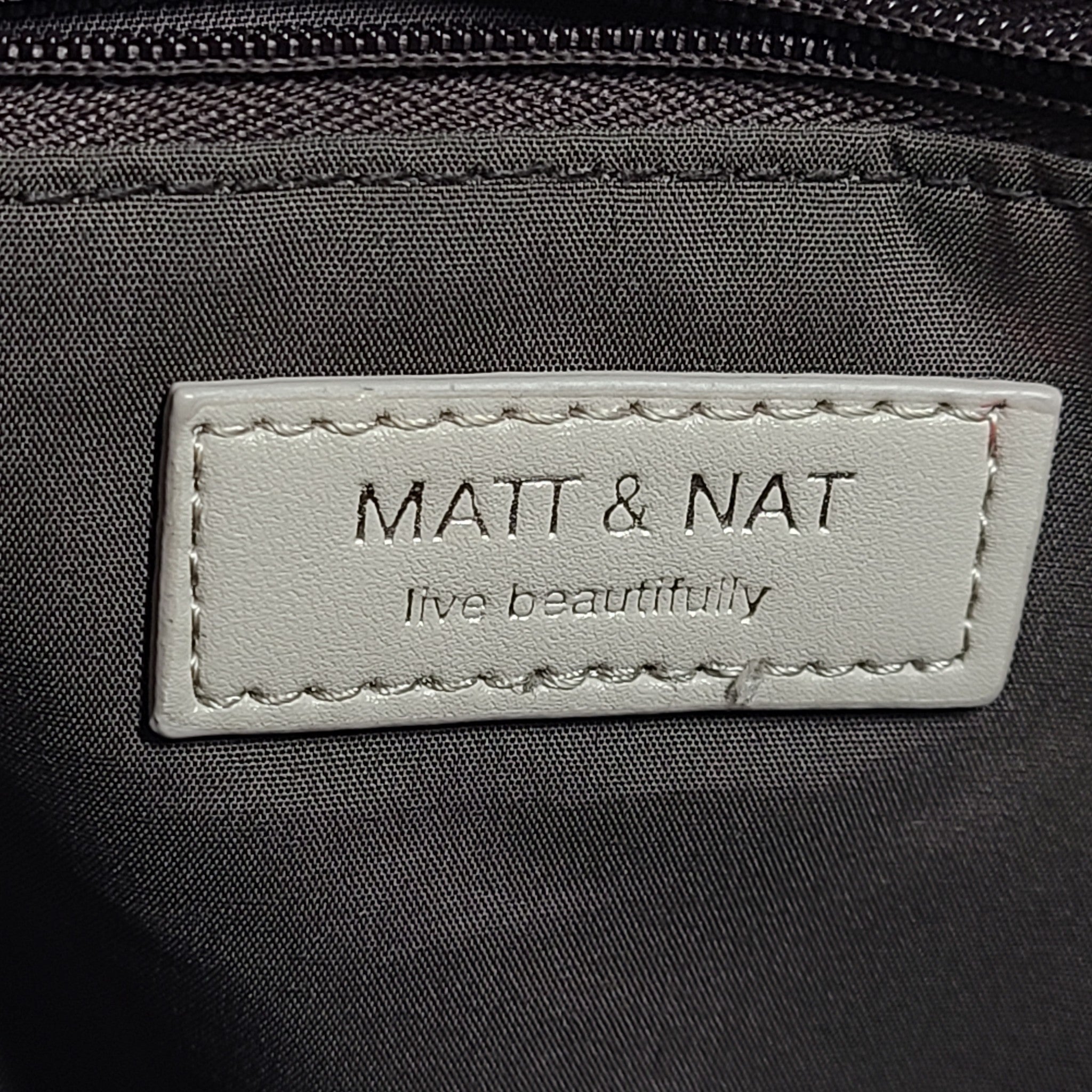 Matt & Nat Whilem Hobo Bag Vegan Leather Purse Fog Gray Beige Rose Gold Hardware