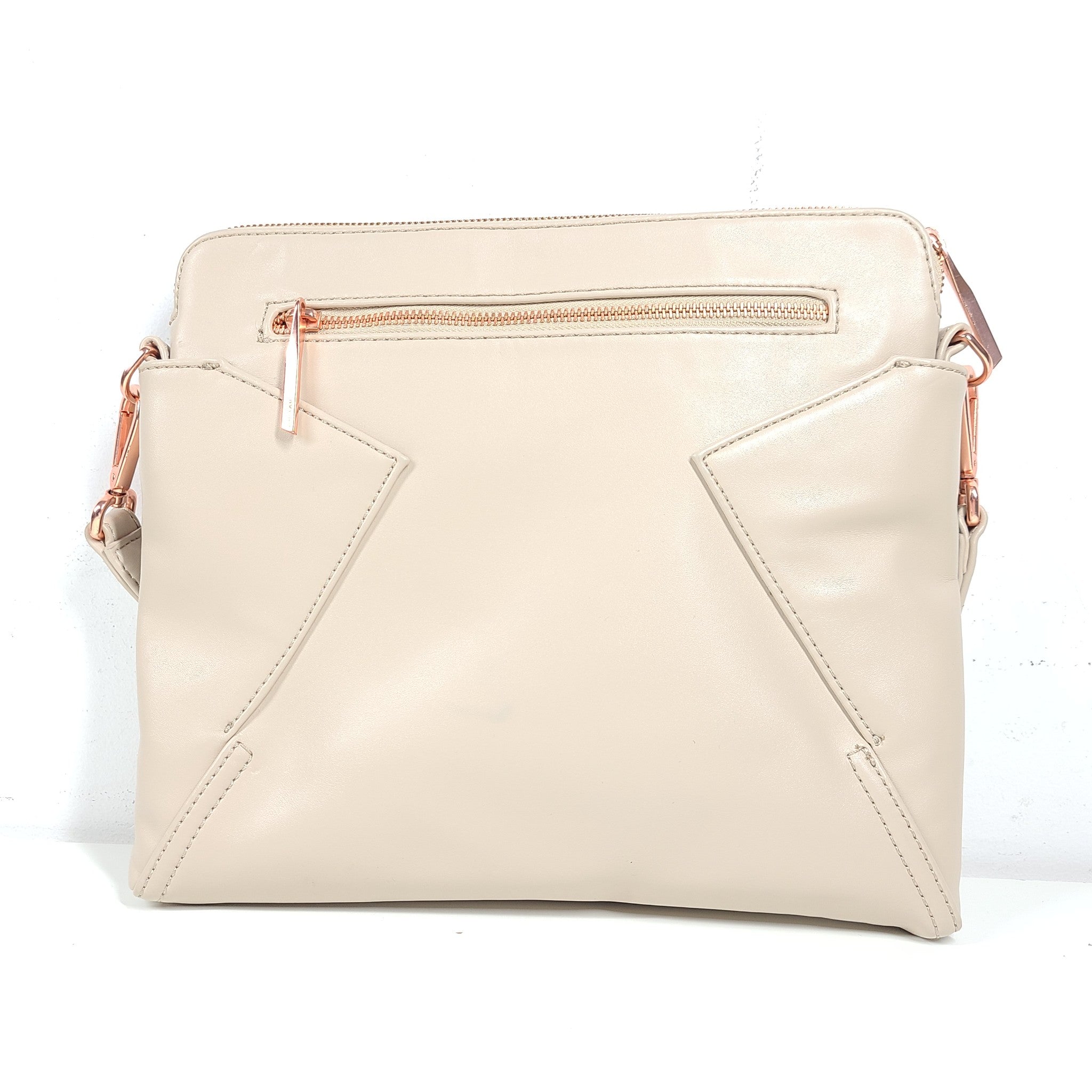Matt & Nat Whilem Hobo Bag Vegan Leather Purse Fog Gray Beige Rose Gold Hardware