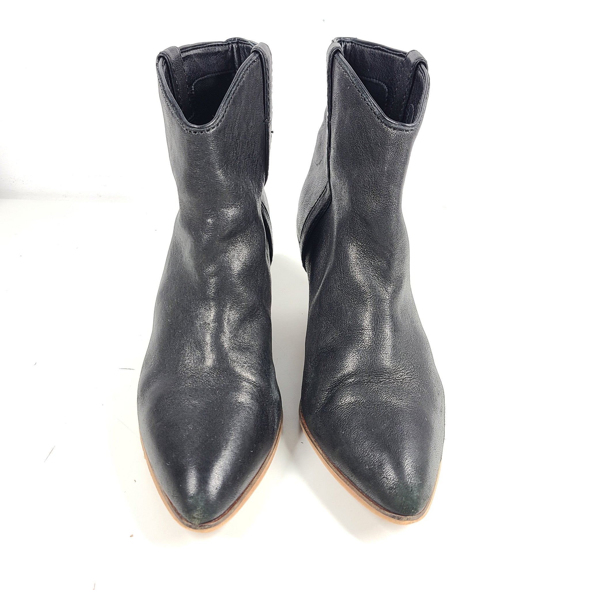 Frye & Co. Maley Pull Tab 70716 Women's Black Leather Ankle Booties US 8.5M READ