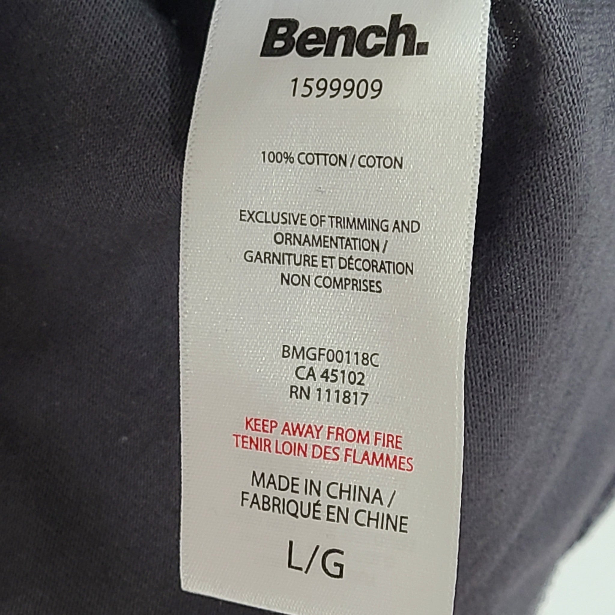 Bench Mens' Parkmount Long Sleeve Shirt Tee Gray Sz L