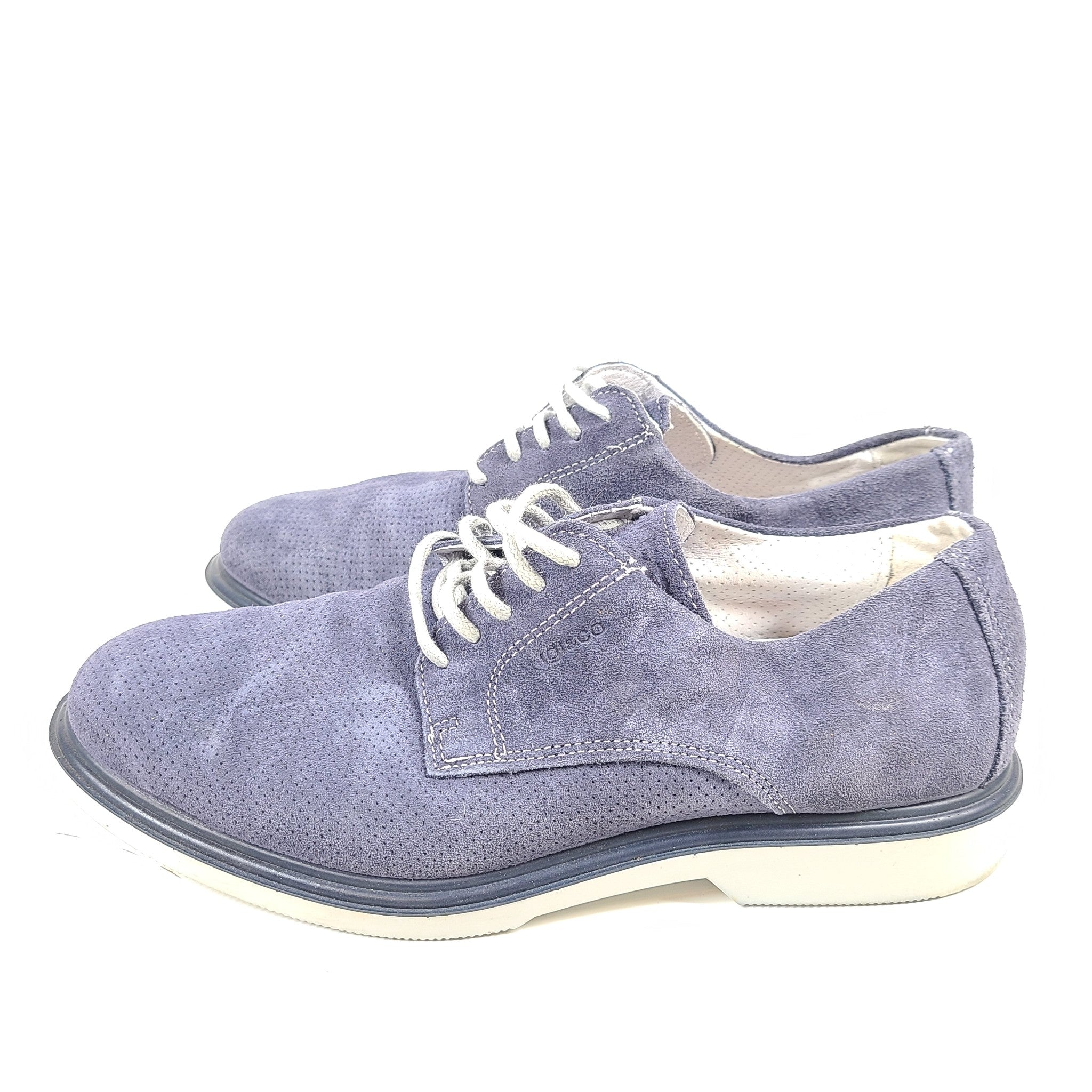 Igi & Co Men's 1601200  Lace-up Shoes Suede Micro Perforated Blue US 8 EUR 41