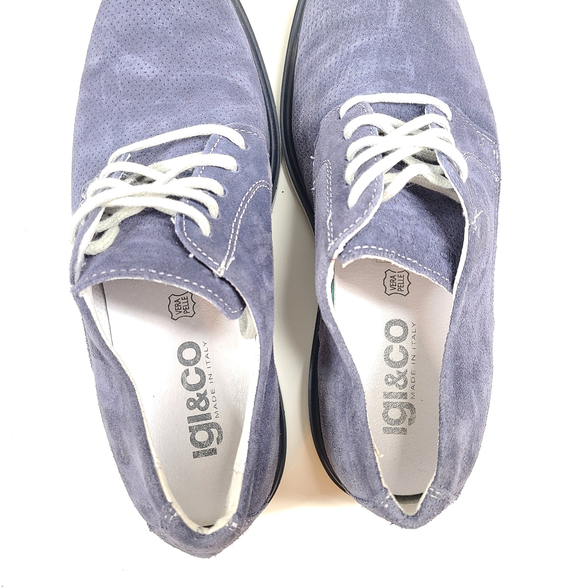 Igi & Co Men's 1601200  Lace-up Shoes Suede Micro Perforated Blue US 8 EUR 41