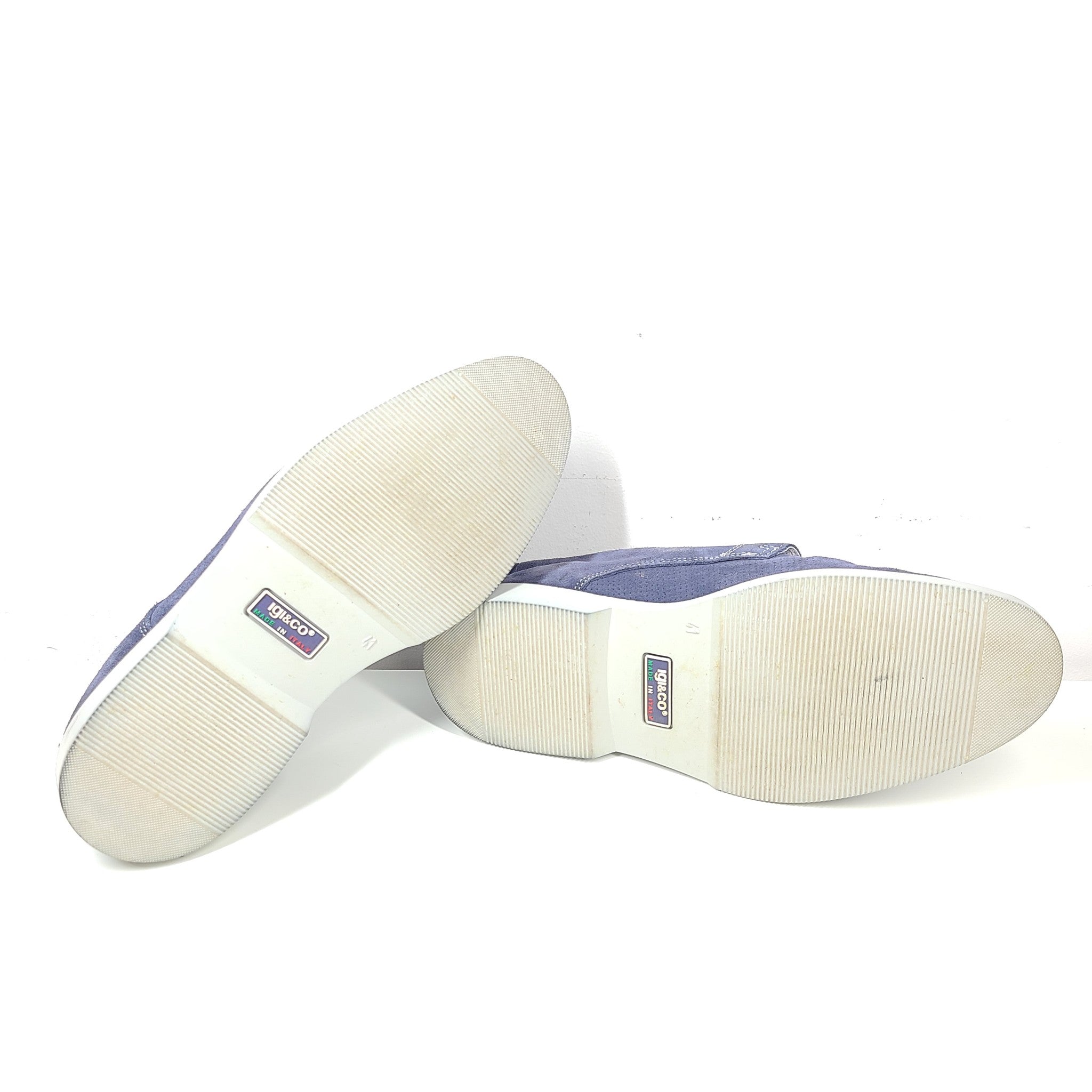 Igi & Co Men's 1601200  Lace-up Shoes Suede Micro Perforated Blue US 8 EUR 41