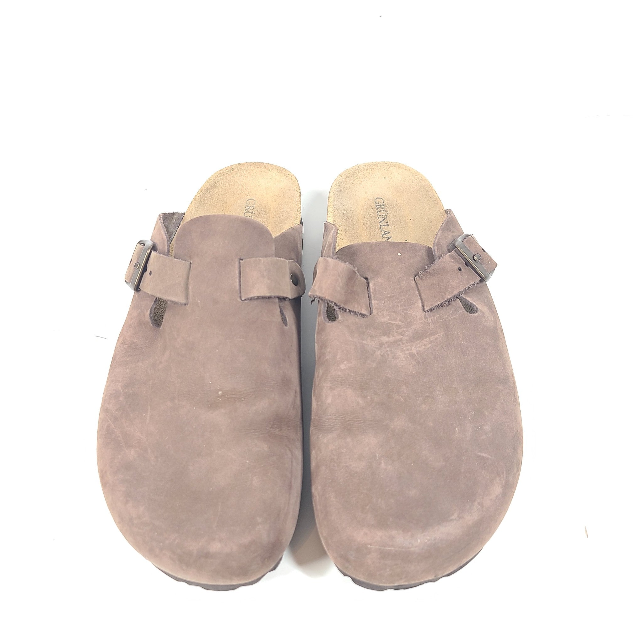 Grunland CB7033 Men's Robi Closed Leather Slipper Brown Sz 9 EUR 42 MINT