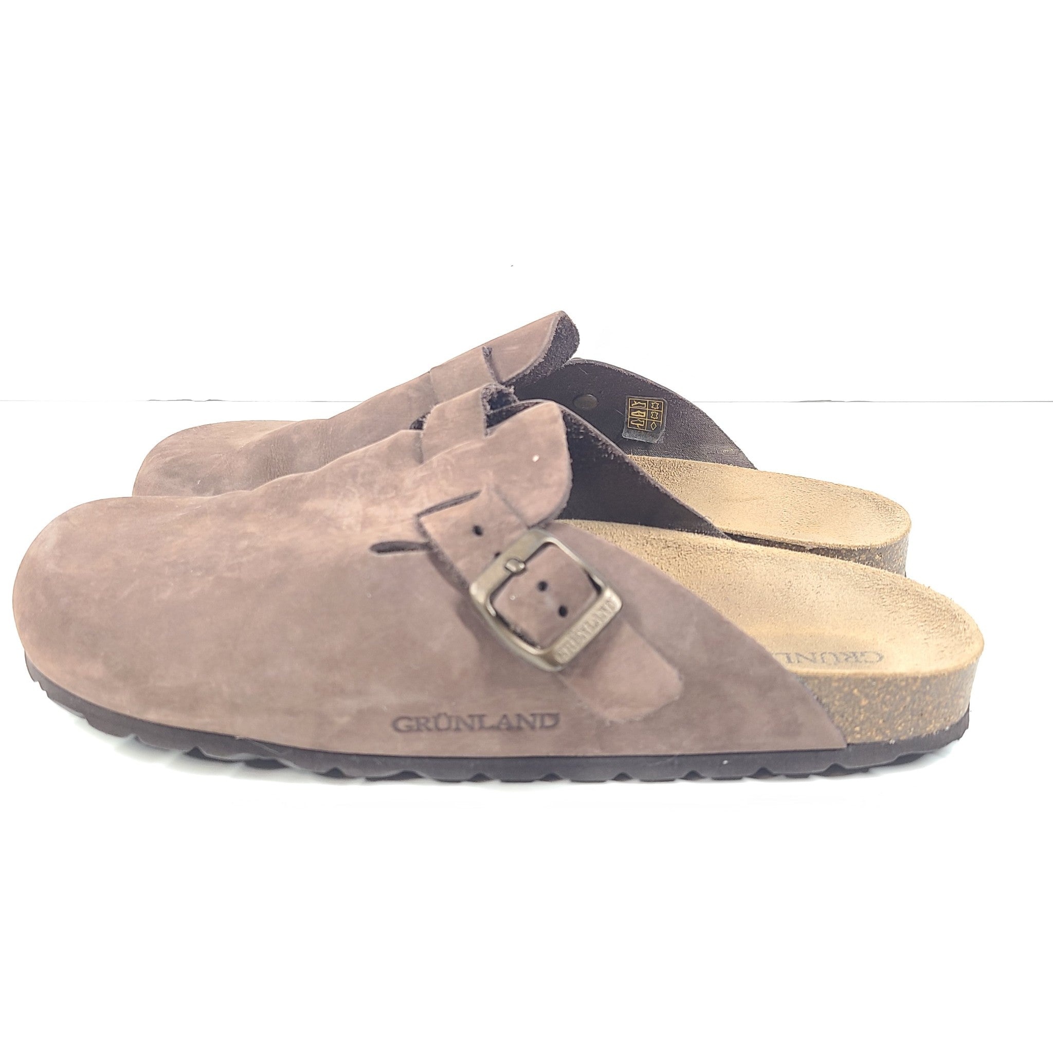 Grunland CB7033 Men's Robi Closed Leather Slipper Brown Sz 9 EUR 42 MINT