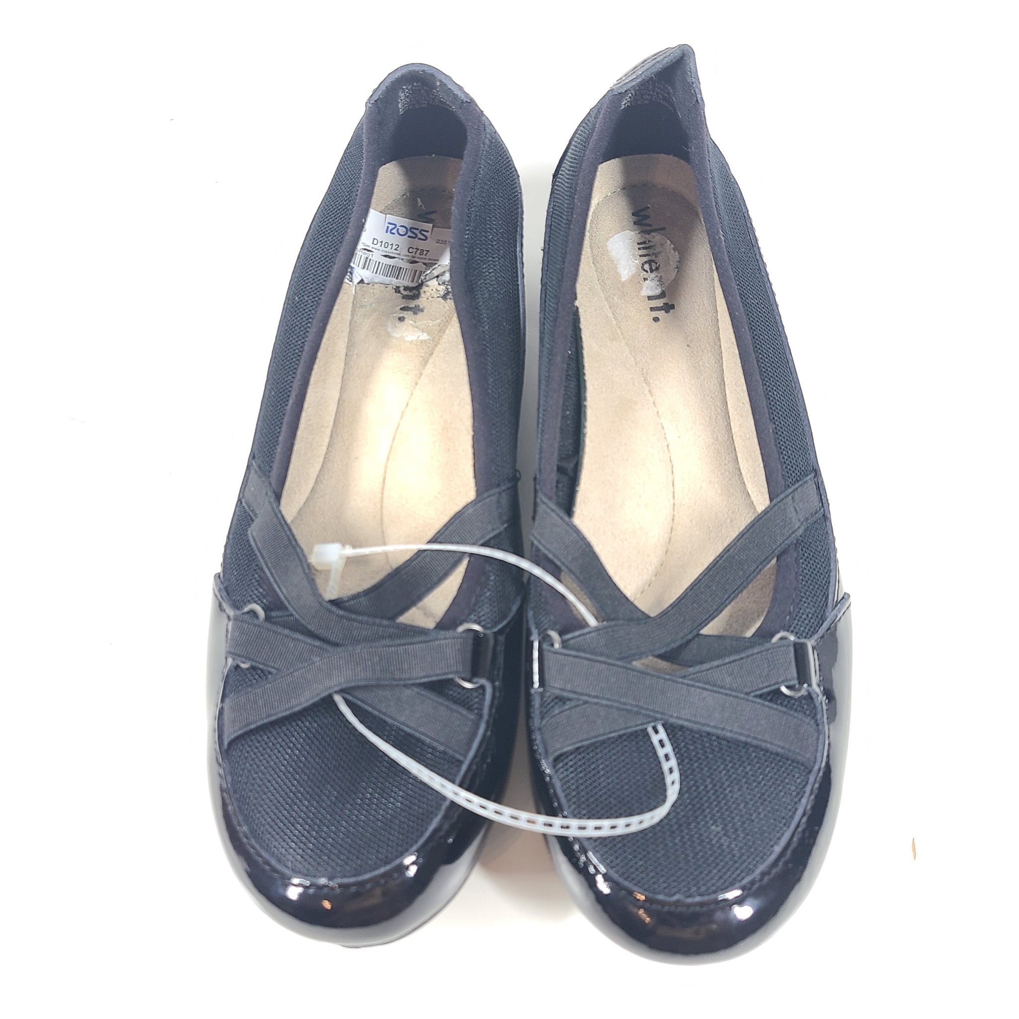 White Mountain Women's Slip On Loafers Leather Glossy Black Gel Sole US 7.5