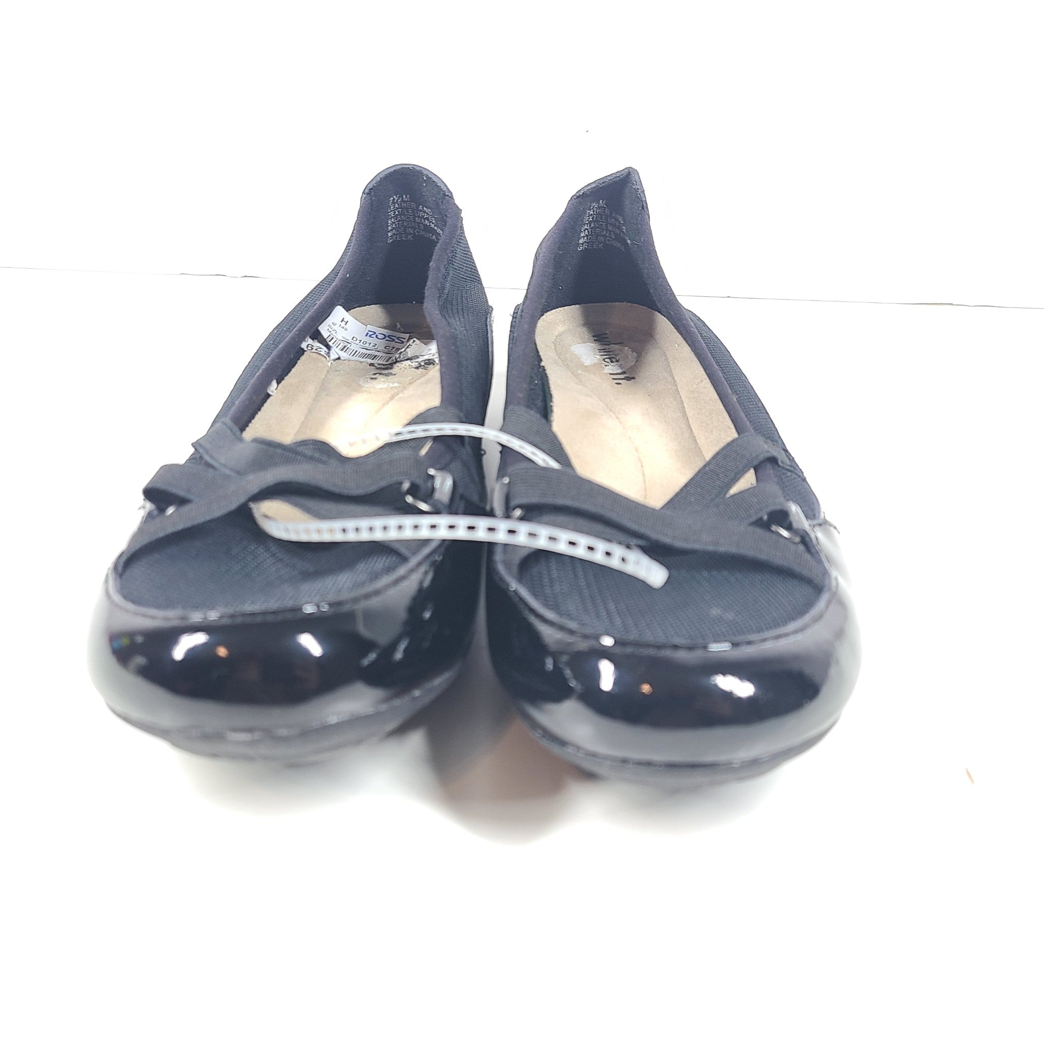 White Mountain Women's Slip On Loafers Leather Glossy Black Gel Sole US 7.5