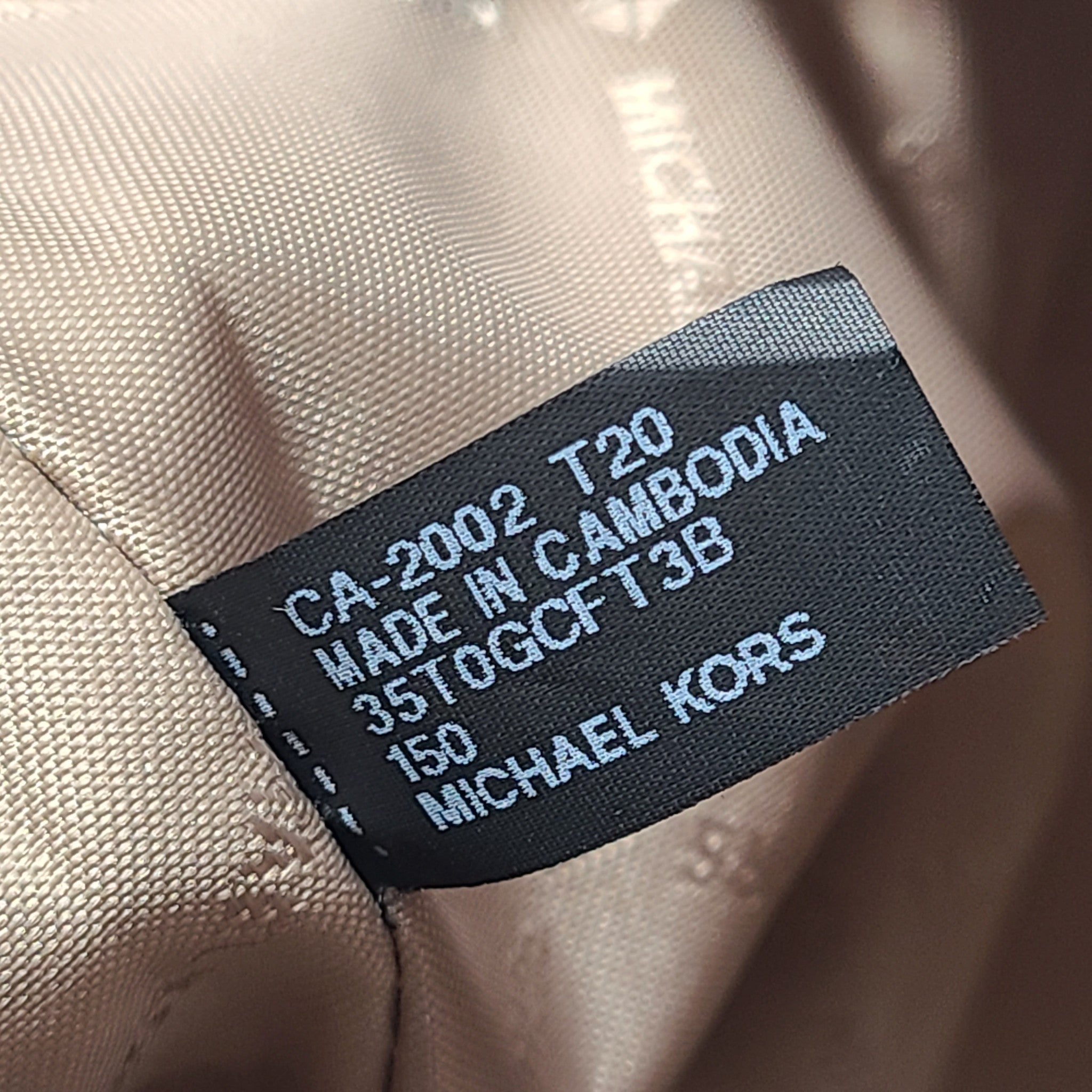 MICHAEL KORS Charlotte Large Logo and Leather Top-Zip Tote Bag Brown Vanilla