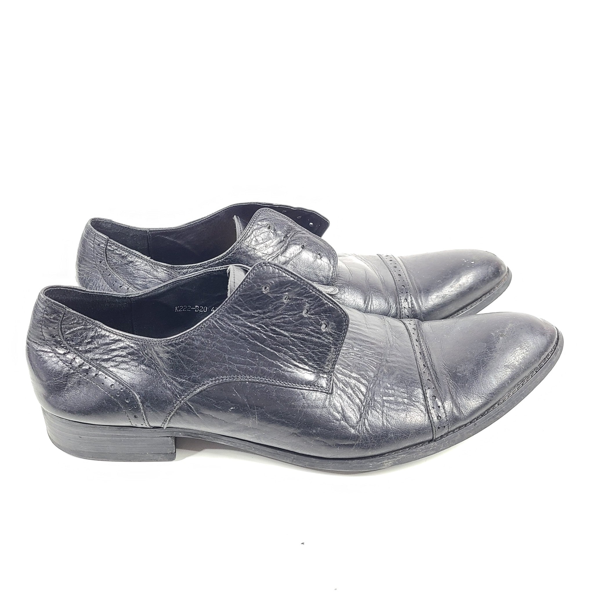 Emporio Armani Men's Derby Dress Shoes Black Leather Sz 12.5 EUR 47