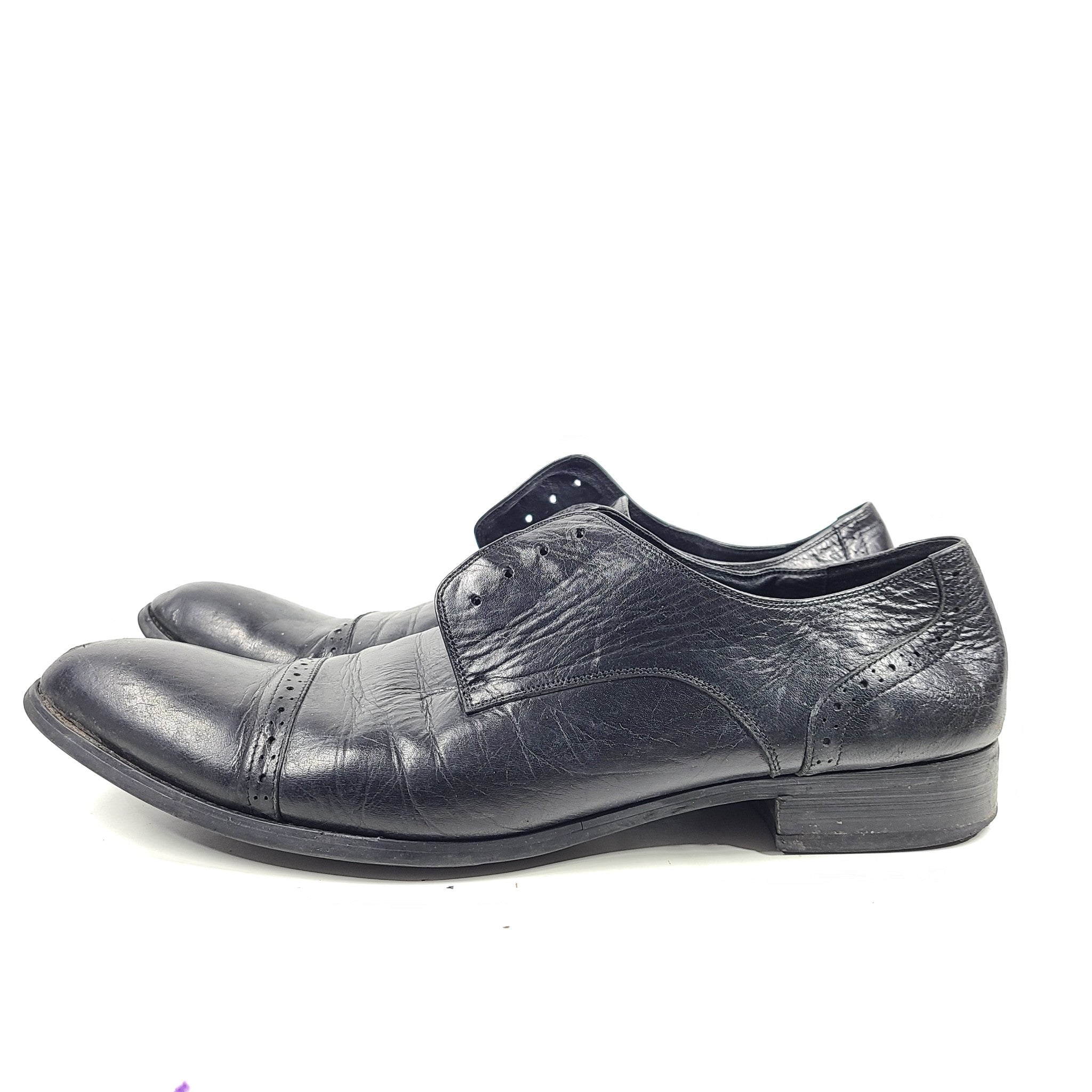 Emporio Armani Men's Derby Dress Shoes Black Leather Sz 12.5 EUR 47