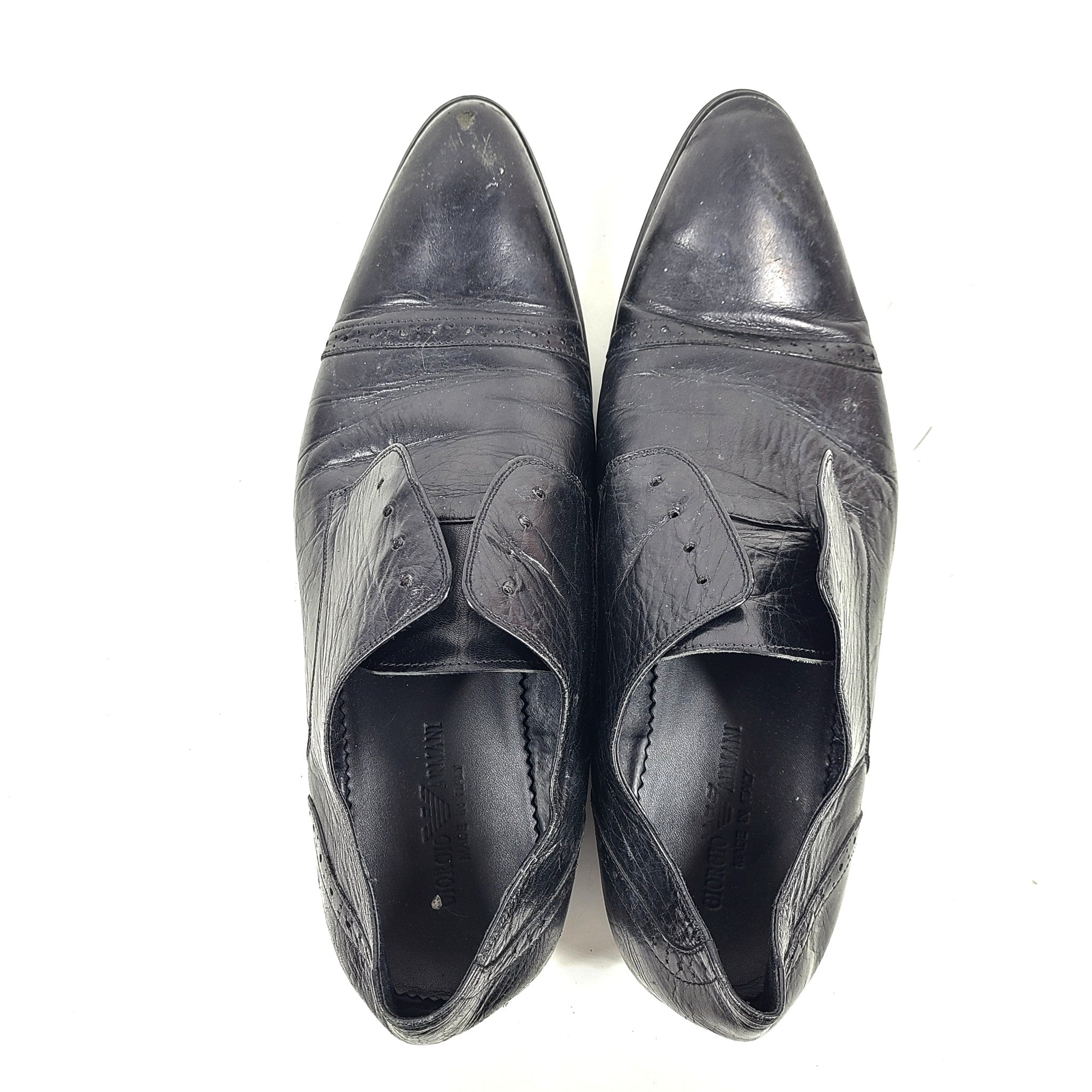 Emporio Armani Men's Derby Dress Shoes Black Leather Sz 12.5 EUR 47